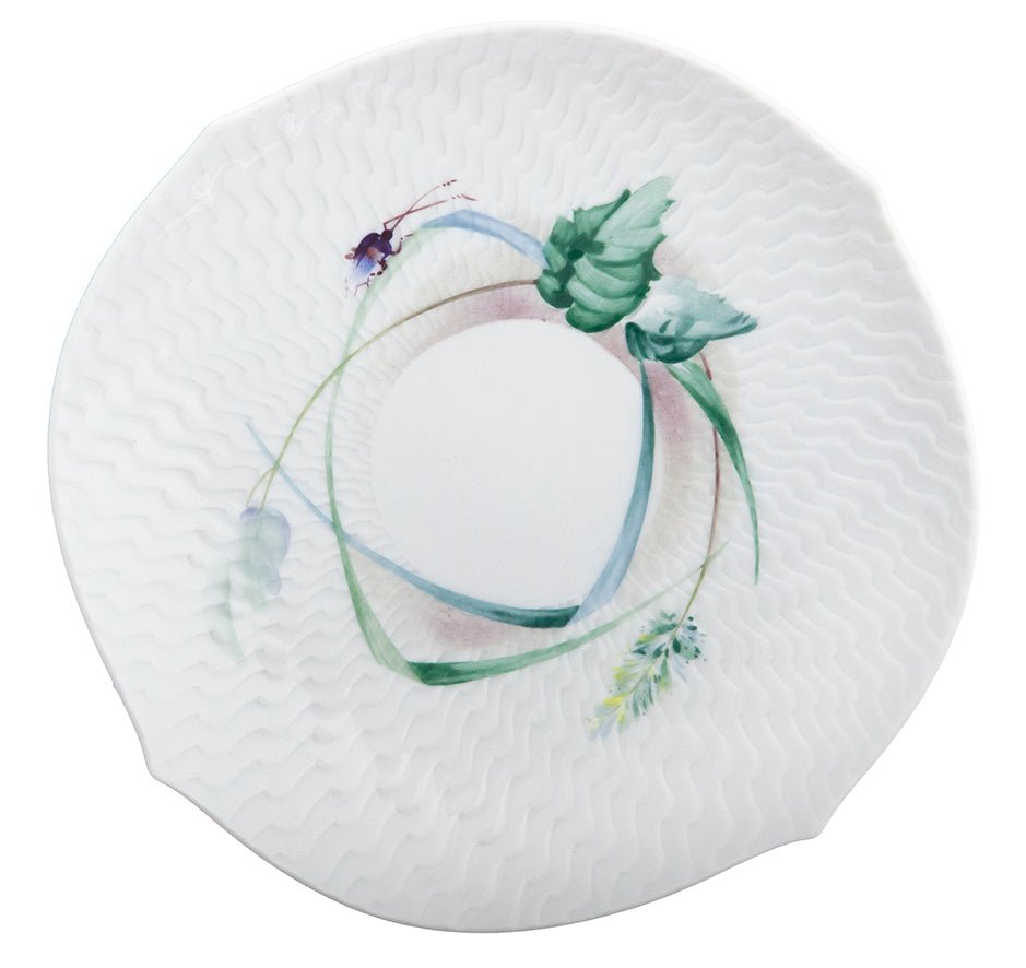 Teeuntertasse, Waldflora mit Insekten, bunt, weißer Rand, Ø 16 cm 614501 - 29613 - Meissen Weimar