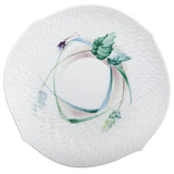 Teeuntertasse, Waldflora mit Insekten, bunt, weißer Rand, Ø 16 cm | Meissen Wellenspiel Relief