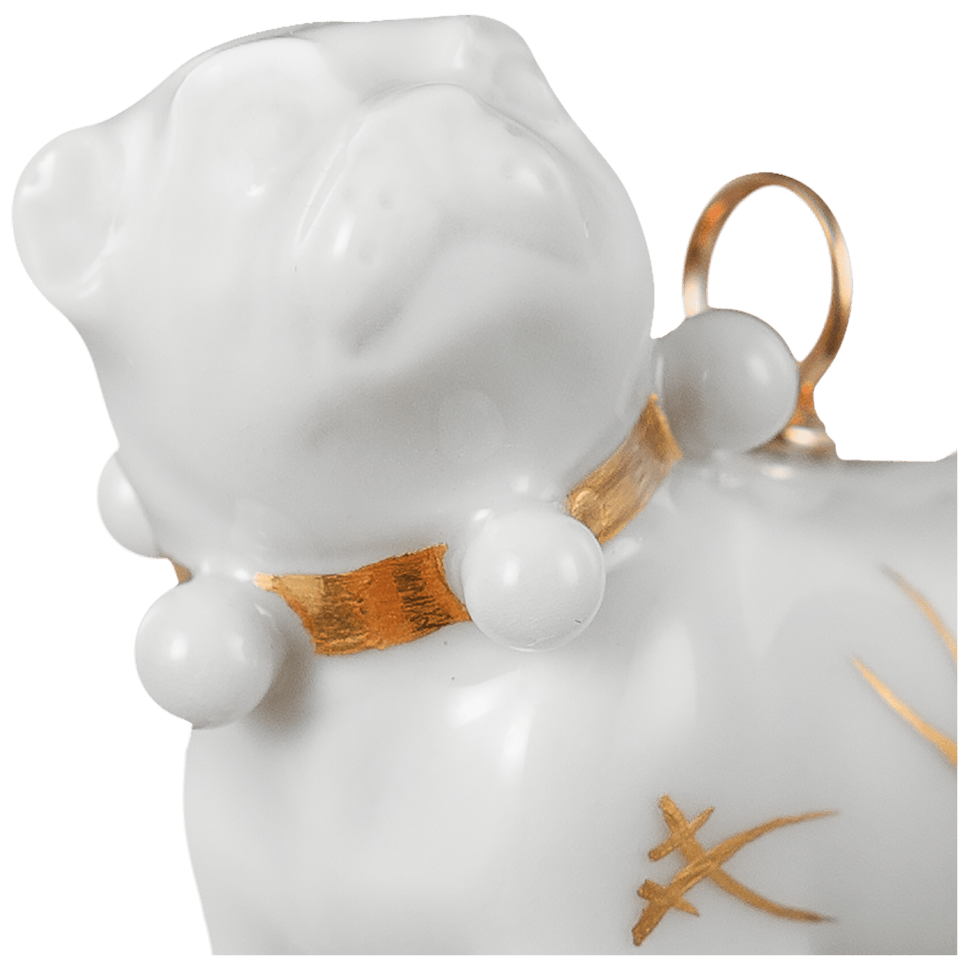 Tieranhänger Mops Schwerter in Gold, H 3,4 cm | Meissen Porzellananhänger 90a271-78m21 - Meissen Weimar