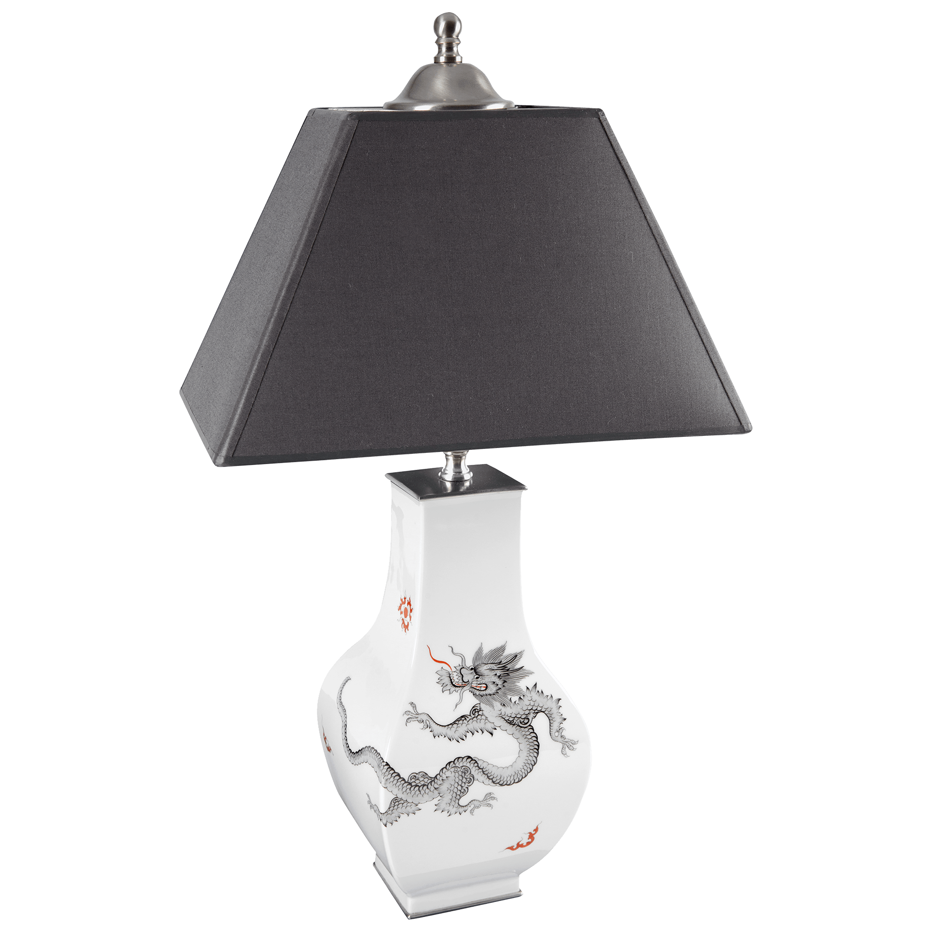 Tischleuchte, Mingdrachen, schwarz, H 49 cm | Meissen Leuchten 33A055 - 50M68 - Meissen Weimar