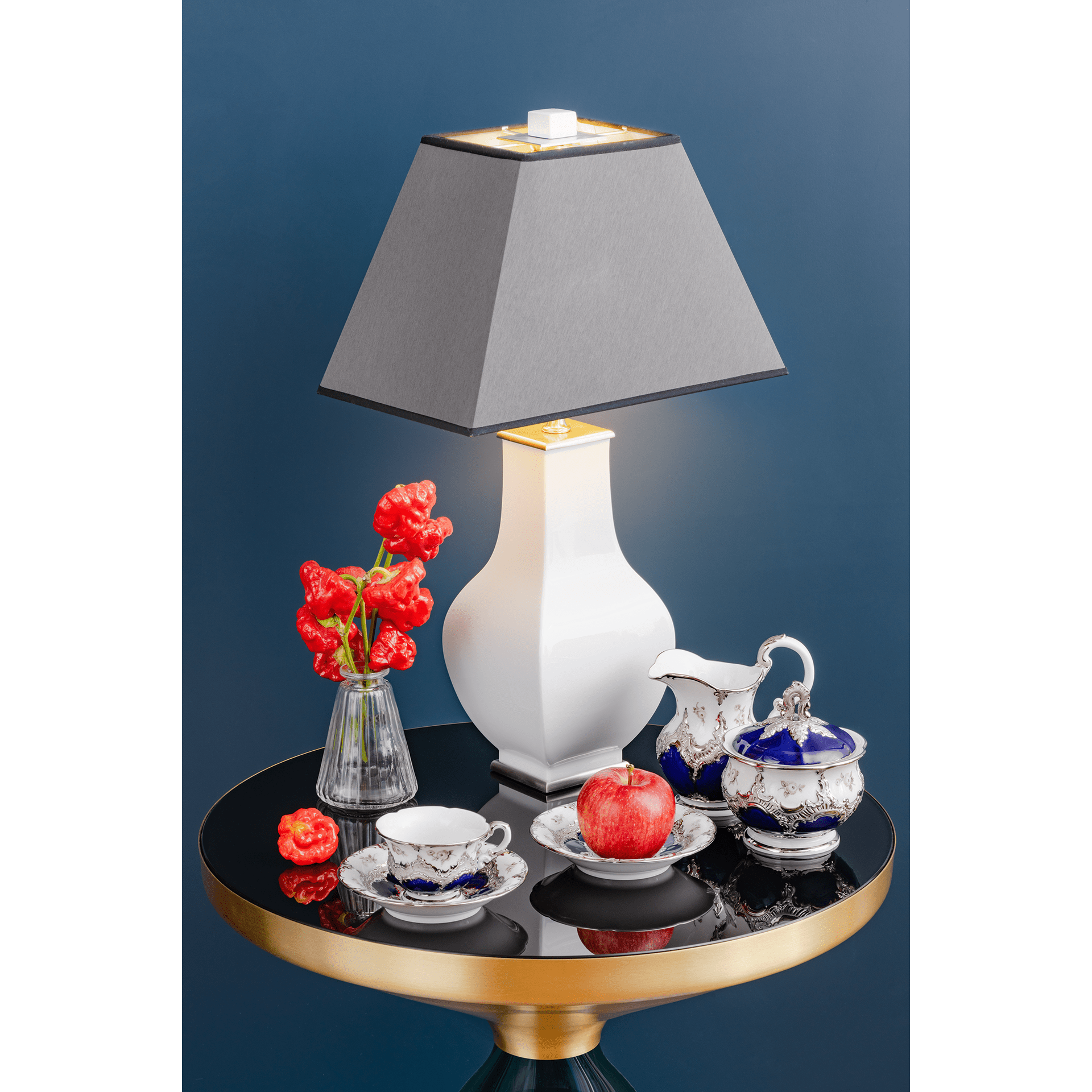 Tischleuchte Weiß H 49 cm | Meissen Cosmopolitan 000001 - 50m68 - Meissen Weimar