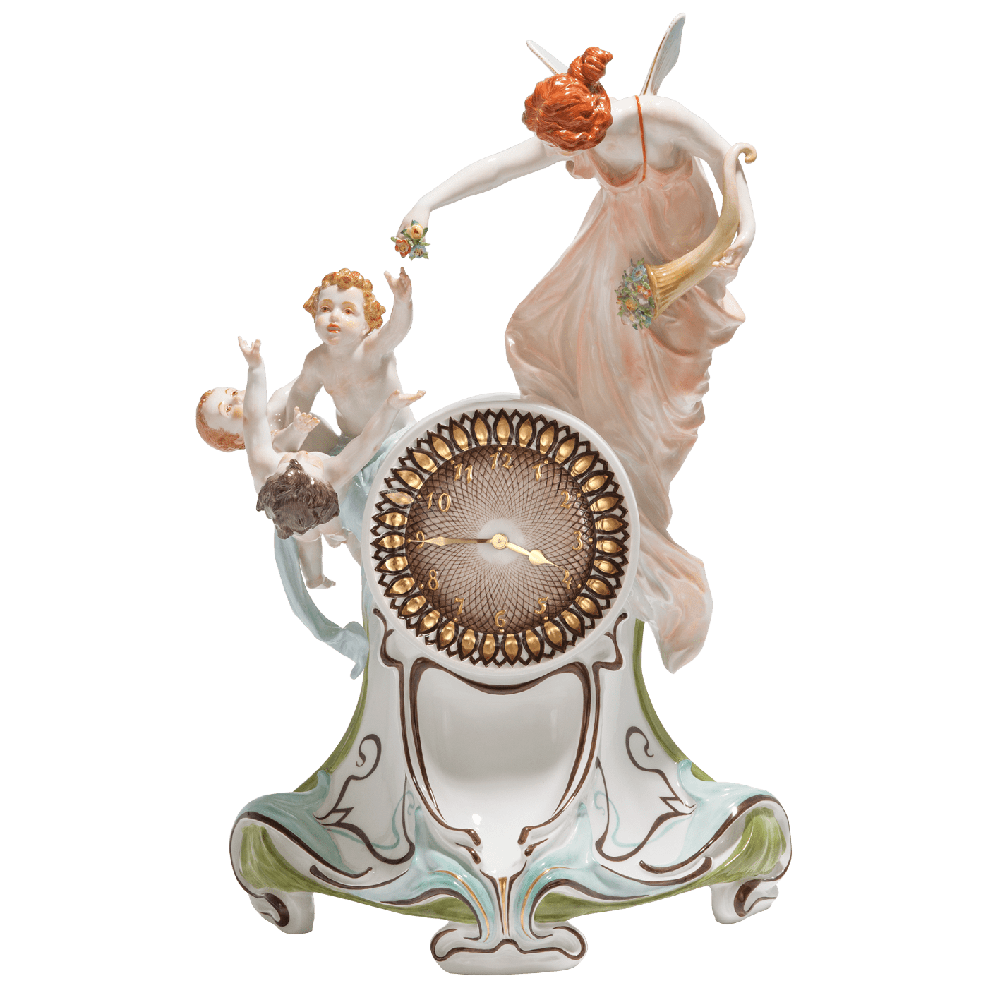 Uhr Sonnenrose, Porzellan, H 42 cm | Meissen Limitierte Meisterwerke 900384 - 60m19 - Meissen Weimar
