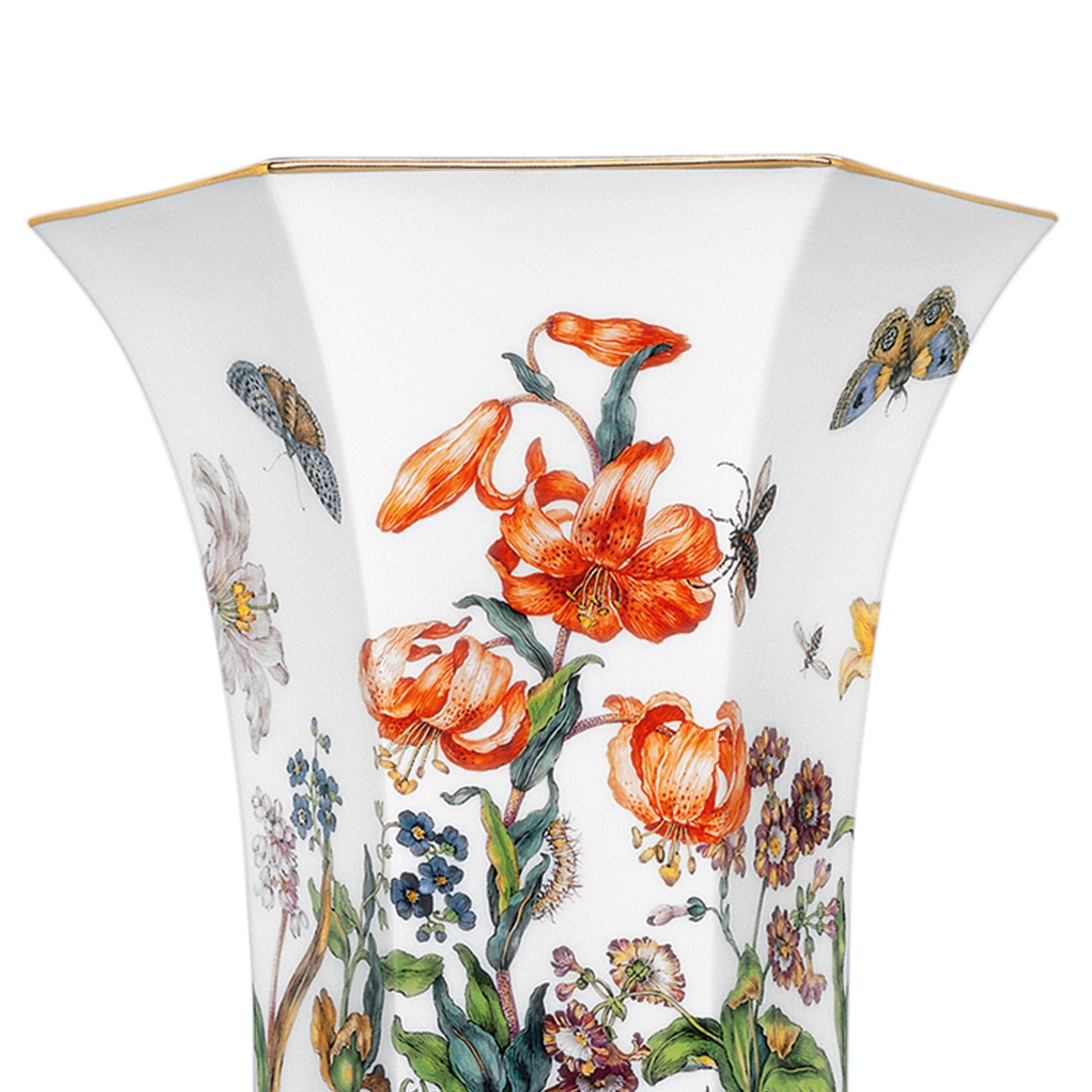 Vase Alter Blumenmalerei mit Schmetterlingen und Vögeln, H 27,5 cm | Meissen Exklusiv - Kollektion 206380 - 50041 - Meissen Weimar