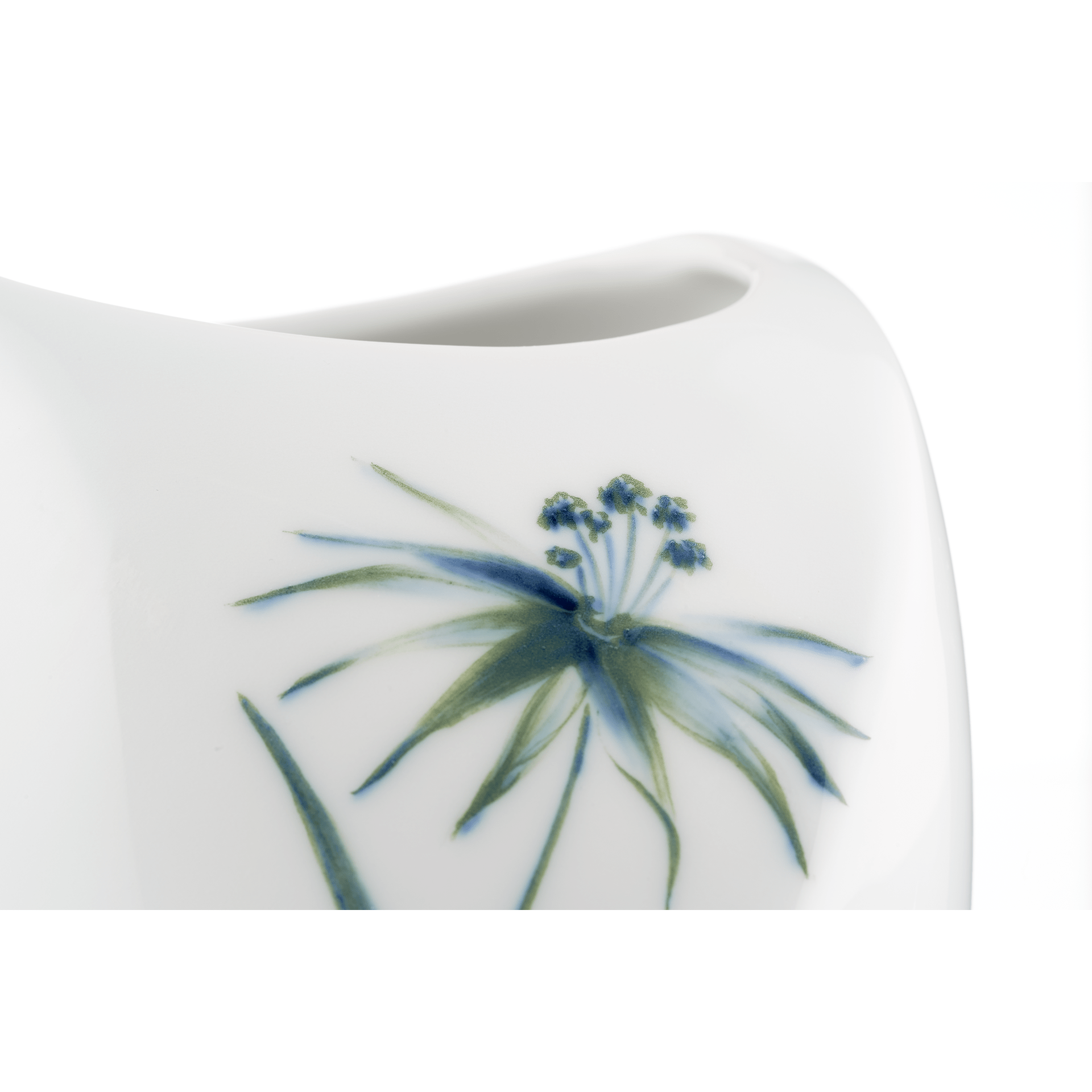 Vase, blaugrüne Gräser mit blauem Ibis, H 12 cm | Meissen Vasen - Kollektion 843401 - 50107 - Meissen Weimar