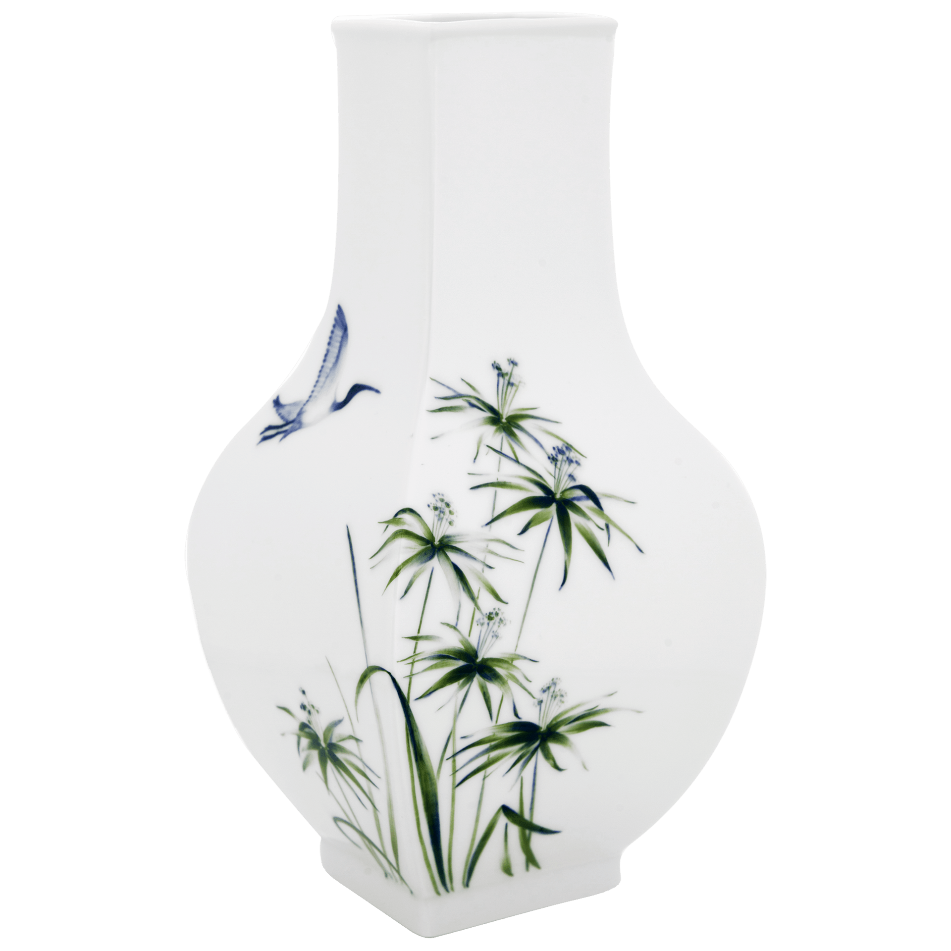 Vase, blaugrüne Gräser mit blauem Ibis, H 25,5 cm | Meissen Vasen Kollektion 843401 - 50262 - Meissen Weimar