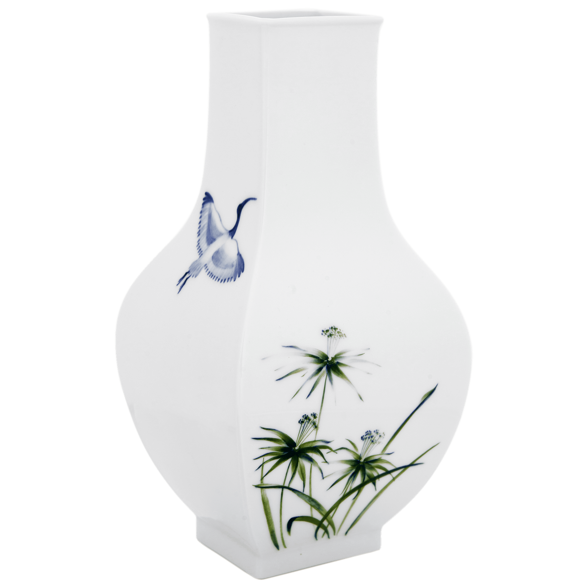 Vase, blaugrüne Gräser mit blauem Ibis, H 25,5 cm | Meissen Vasen Kollektion 843401 - 50262 - Meissen Weimar