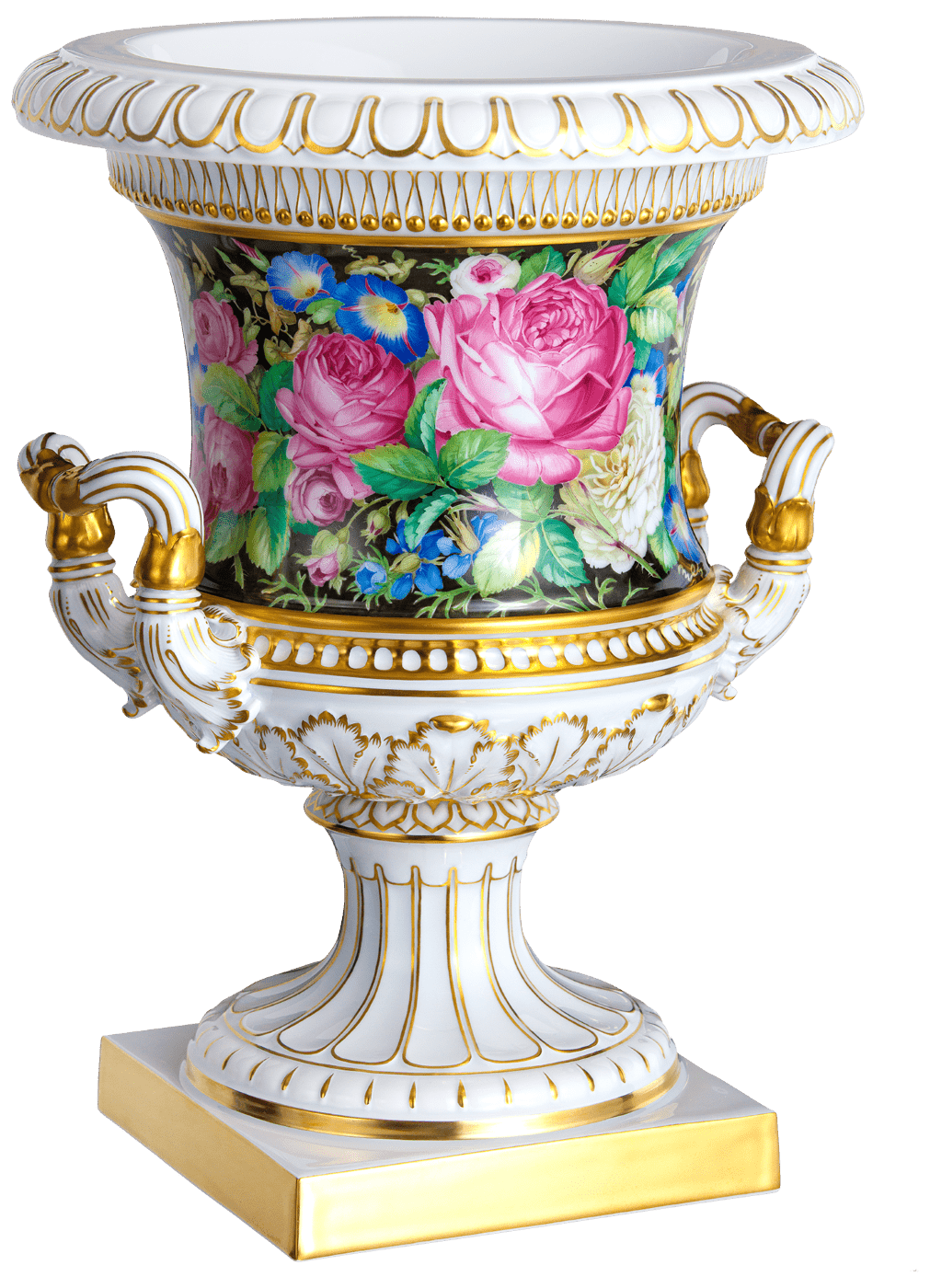 Vase Crater Vase Flower Painting, H 35 cm | Meissen Vasen Kollektion 205580 - 50m22 - Meissen Weimar