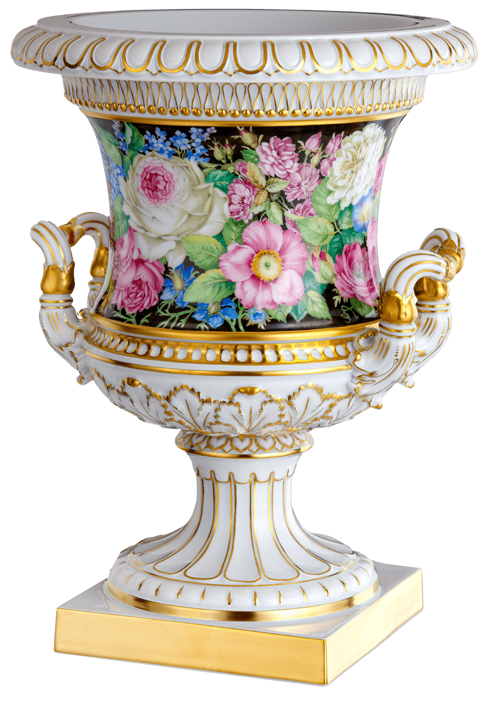 Vase Crater Vase Flower Painting, H 35 cm | Meissen Vasen Kollektion 205580 - 50m22 - Meissen Weimar