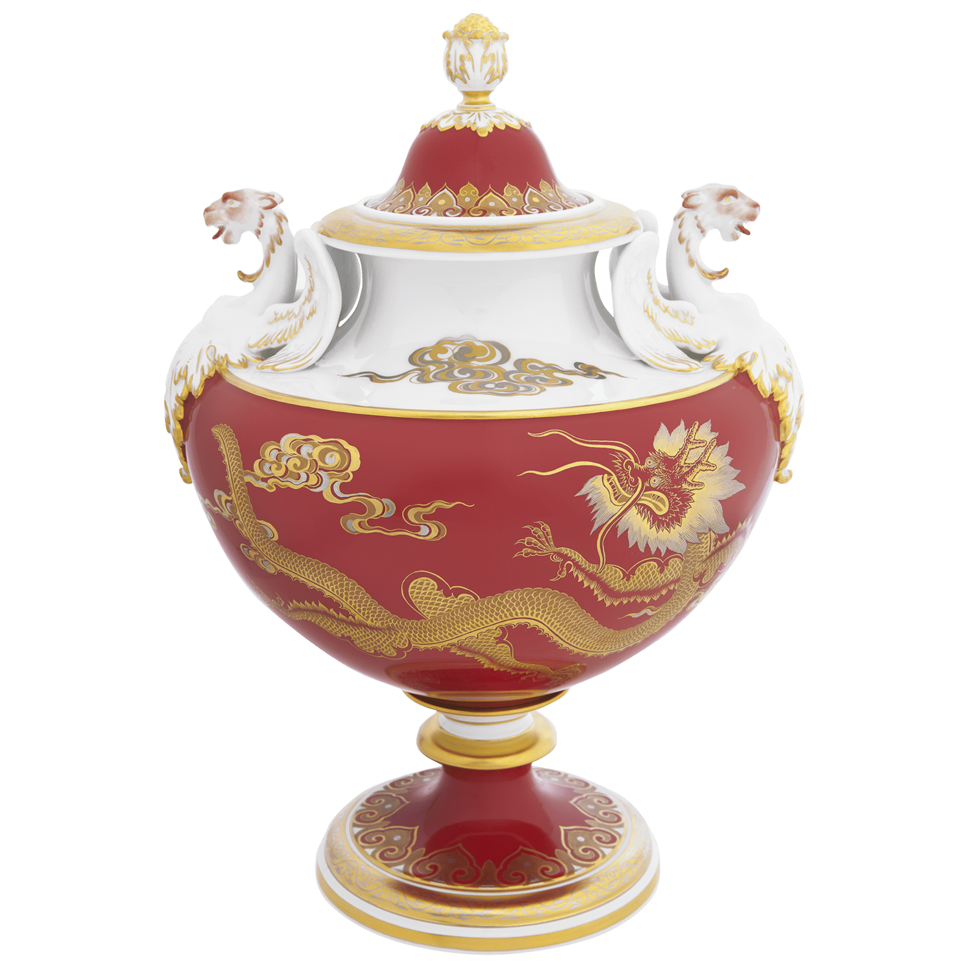Vase Dragons, Rot - Gold, H 33 cm | Meissen Limited Edition 59a184 - 51240 - Meissen Weimar