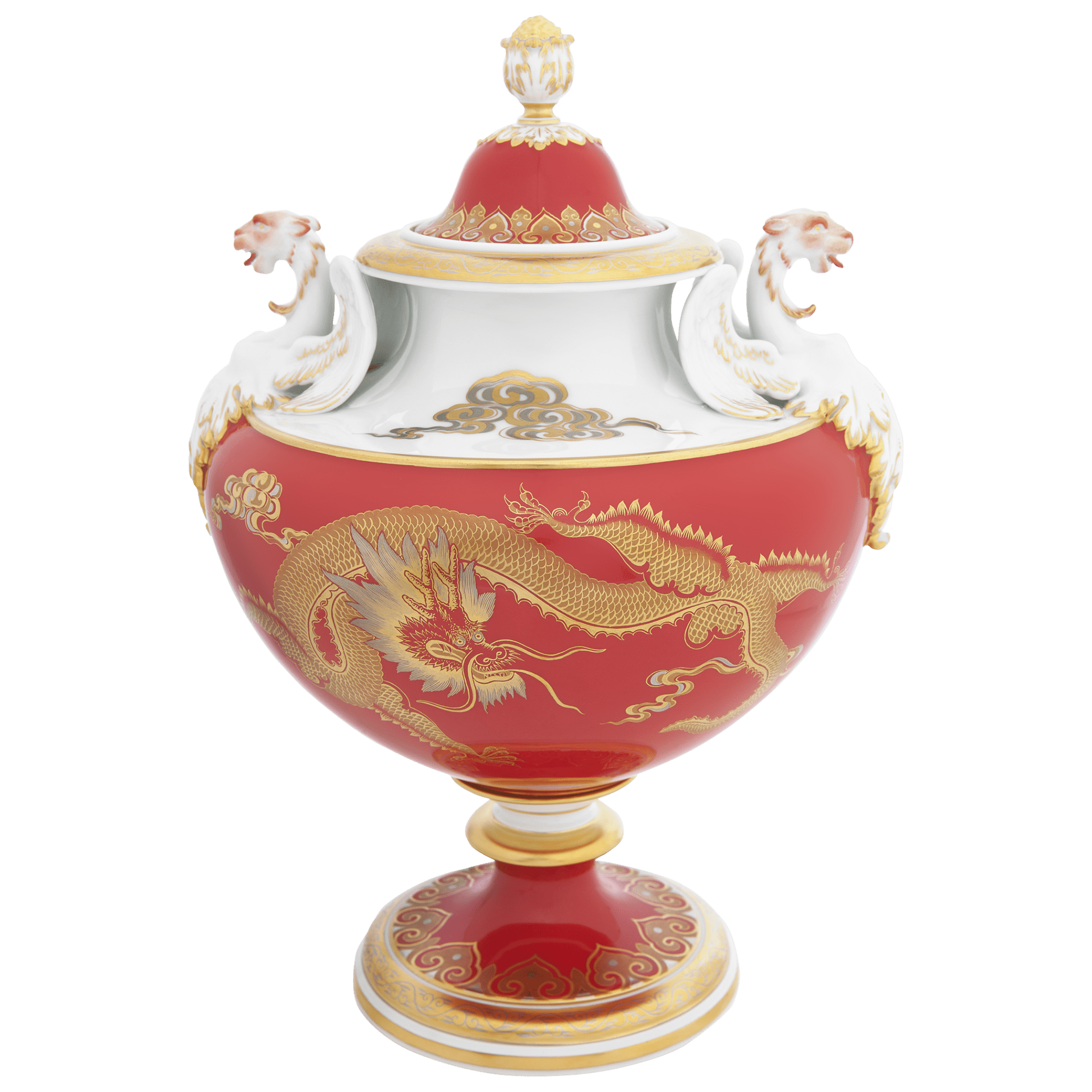 Vase Dragons, Rot - Gold, H 33 cm | Meissen Limited Edition 59a184 - 51240 - Meissen Weimar