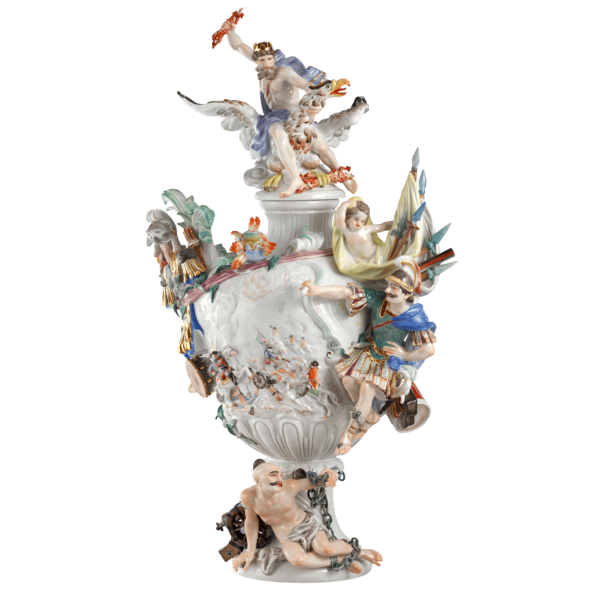 Vase, Elementevase Feuer und Krieg, H 67 cm | Meissen Vasen Kollektion 90a480 - 81m10 - Meissen Weimar