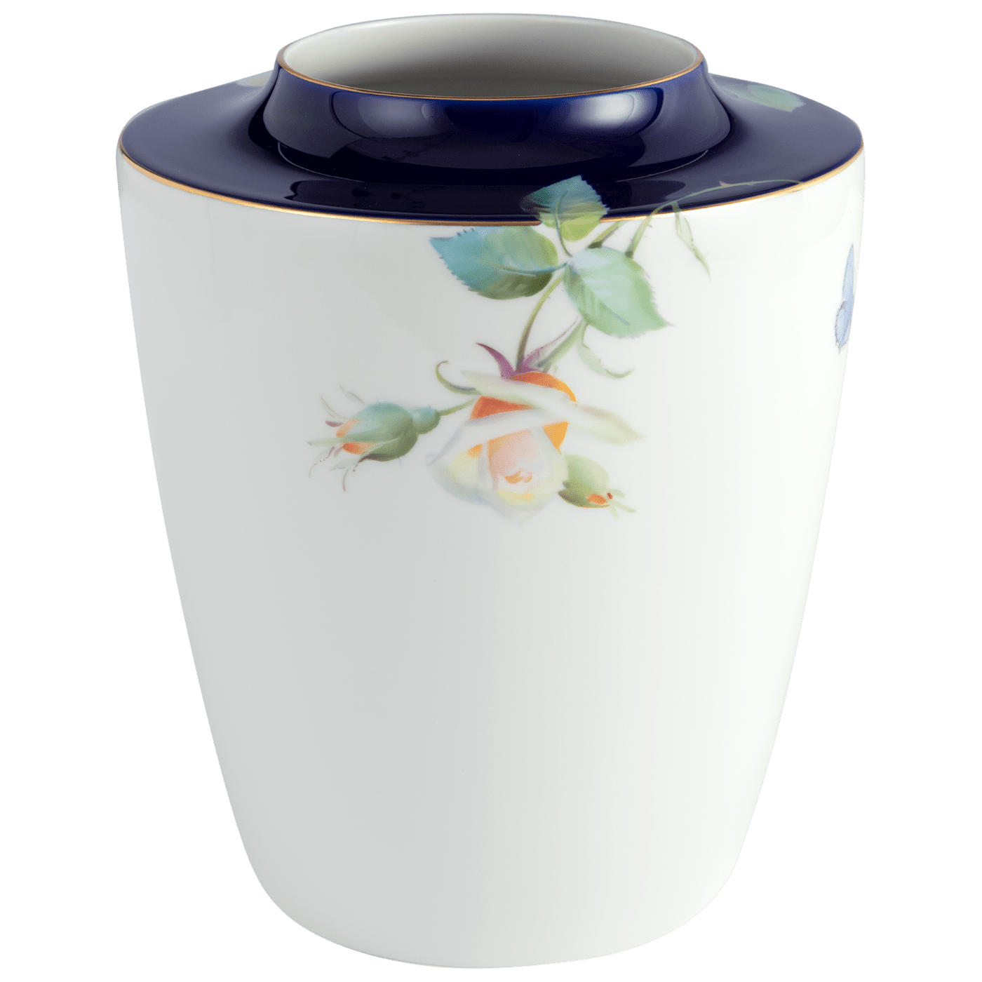 Vase Gelbe Rosen und Schmetterlinge, H 21 cm, Limitierte Edition | Meissen Cosmopolitan 95a174 - 50533 - Meissen Weimar