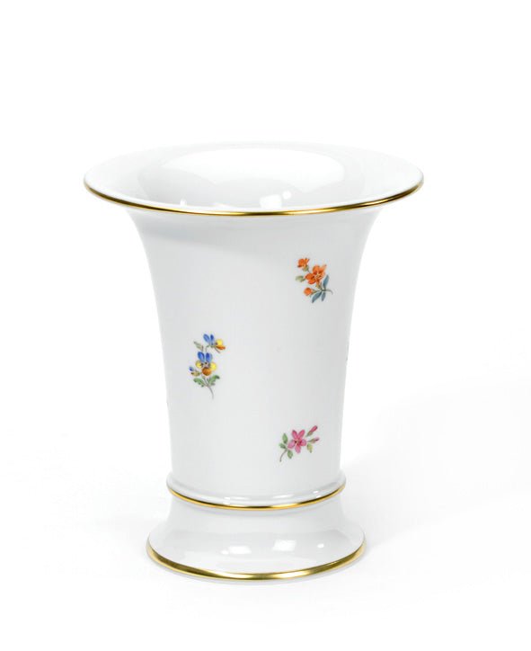 Vase, Gestreute Blümchen, bunt, Goldrand, H 10,5 cm | Accessoires Meissen Neuer Ausschnitt 010110 - 50033 - Meissen Weimar