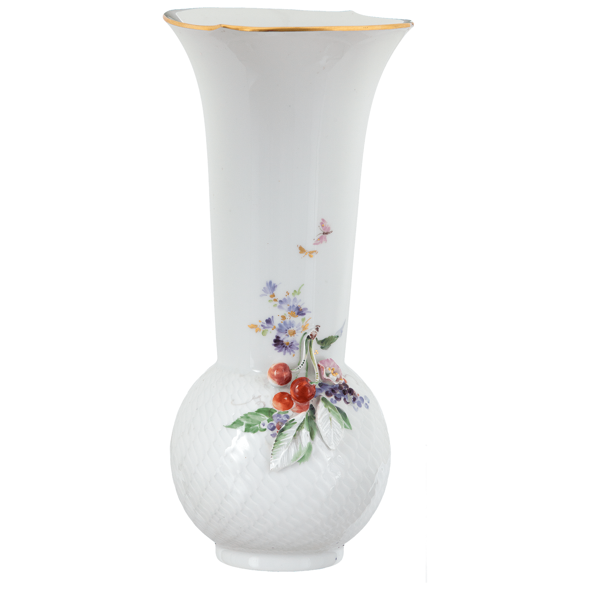 Vase Kirschen mit Relief, H 30 cm | Meissen Vasen Kollektion 719391 - 50312 - Meissen Weimar