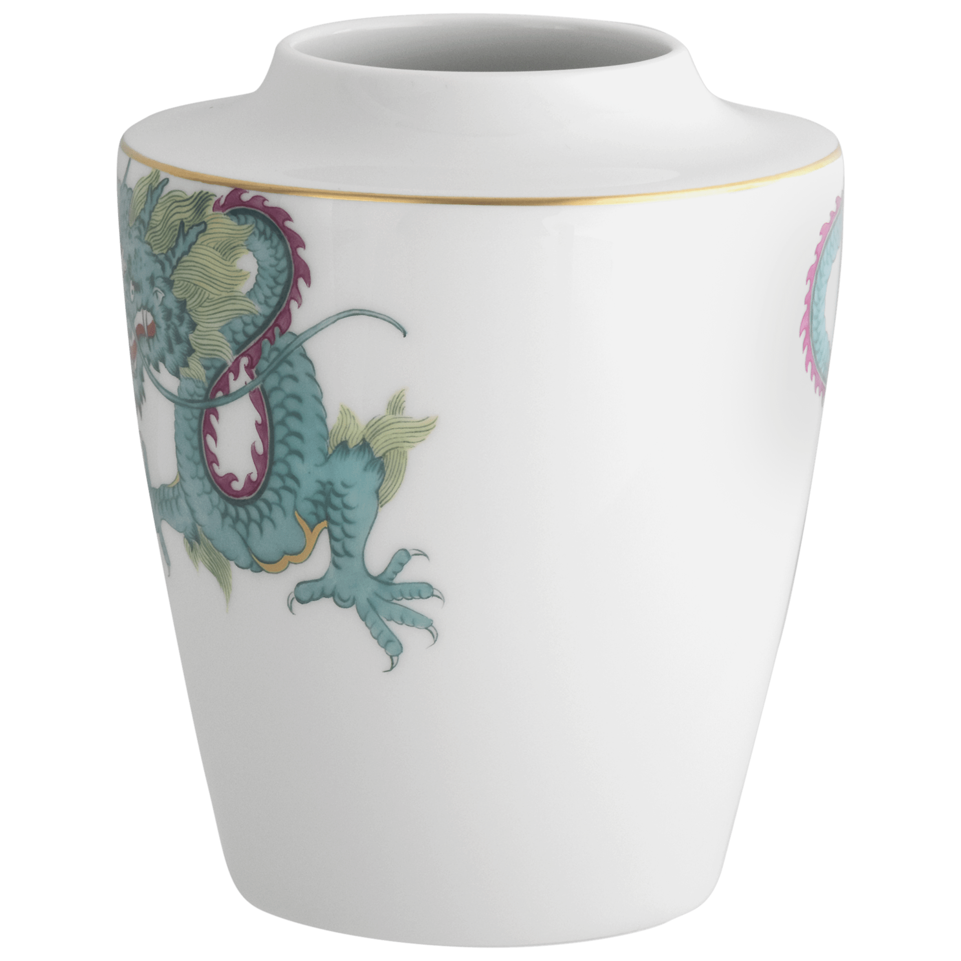 Vase klein, Malerei 'Glücksdrache', grün, purpur, gelb | Meissen Cosmopolitan 33A318 - 50532 - Meissen Weimar