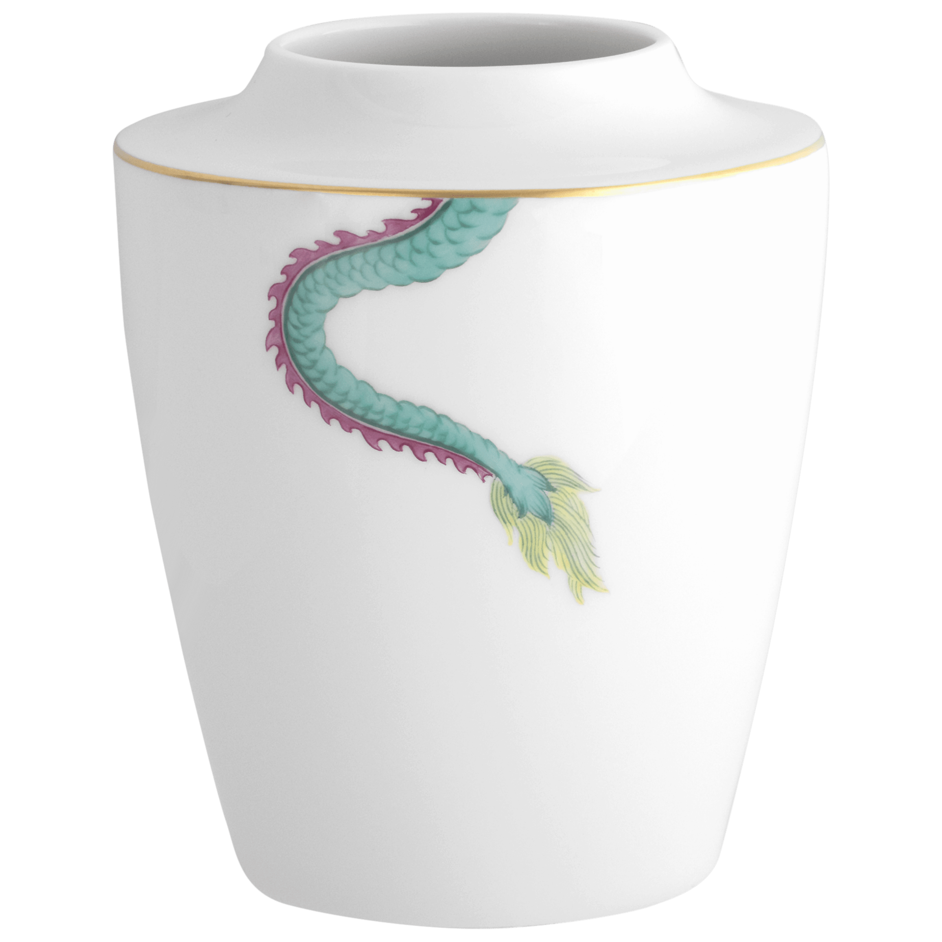 Vase klein, Malerei 'Glücksdrache', grün, purpur, gelb | Meissen Cosmopolitan 33A318 - 50532 - Meissen Weimar