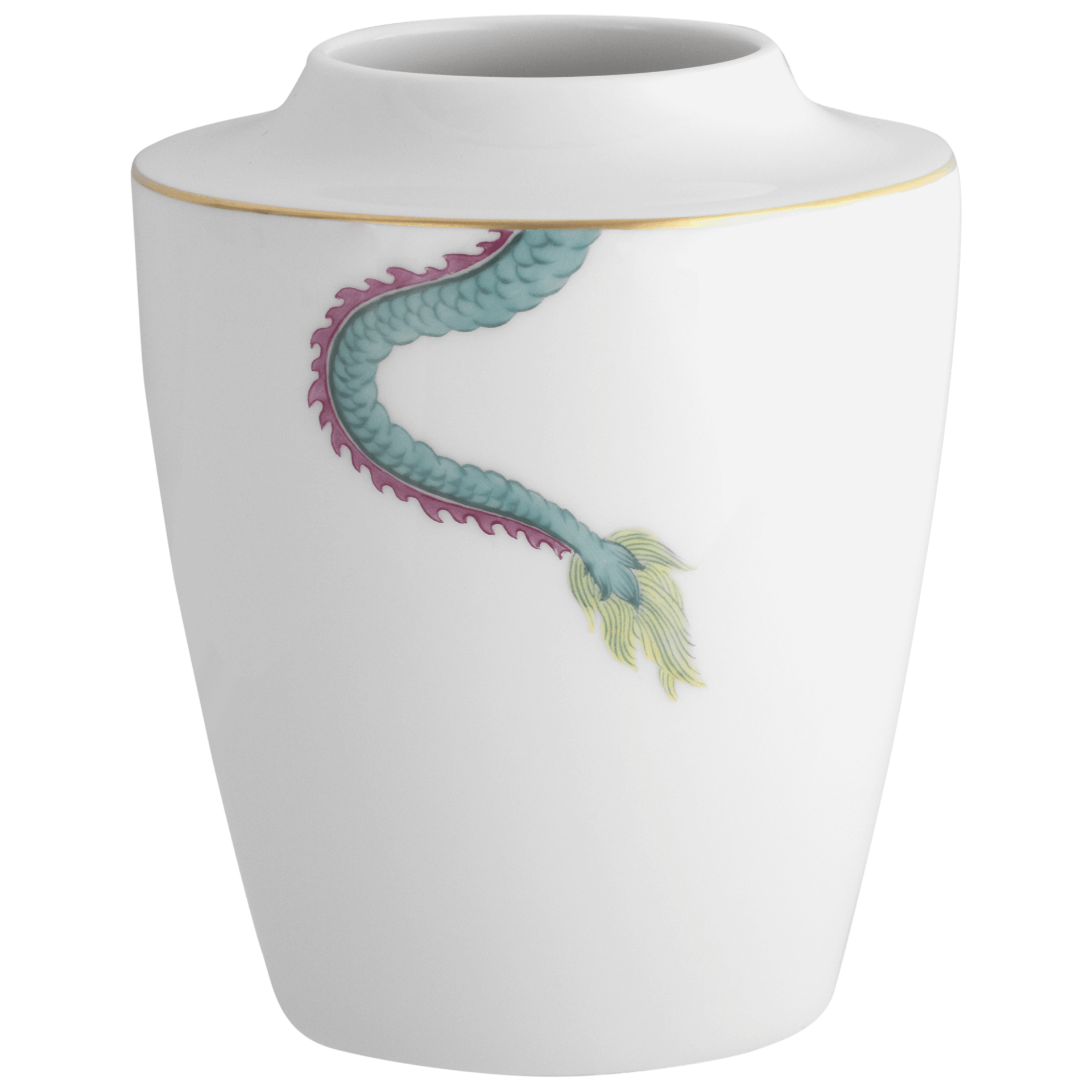 Vase klein, Malerei 'Glücksdrache', grün, purpur, gelb | Meissen Cosmopolitan 33A318 - 50532 - Meissen Weimar