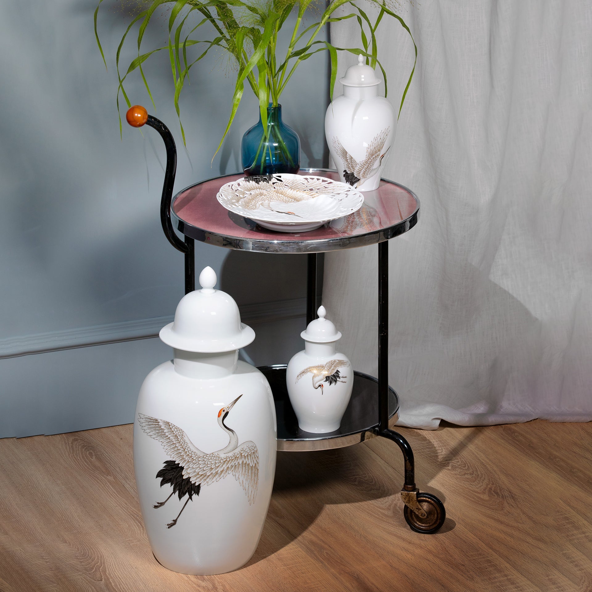 Vase, Kranich Dekor, H 23 cm | Meissen Limitierte Meisterwerke 61a174 - 51081 - Meissen Weimar