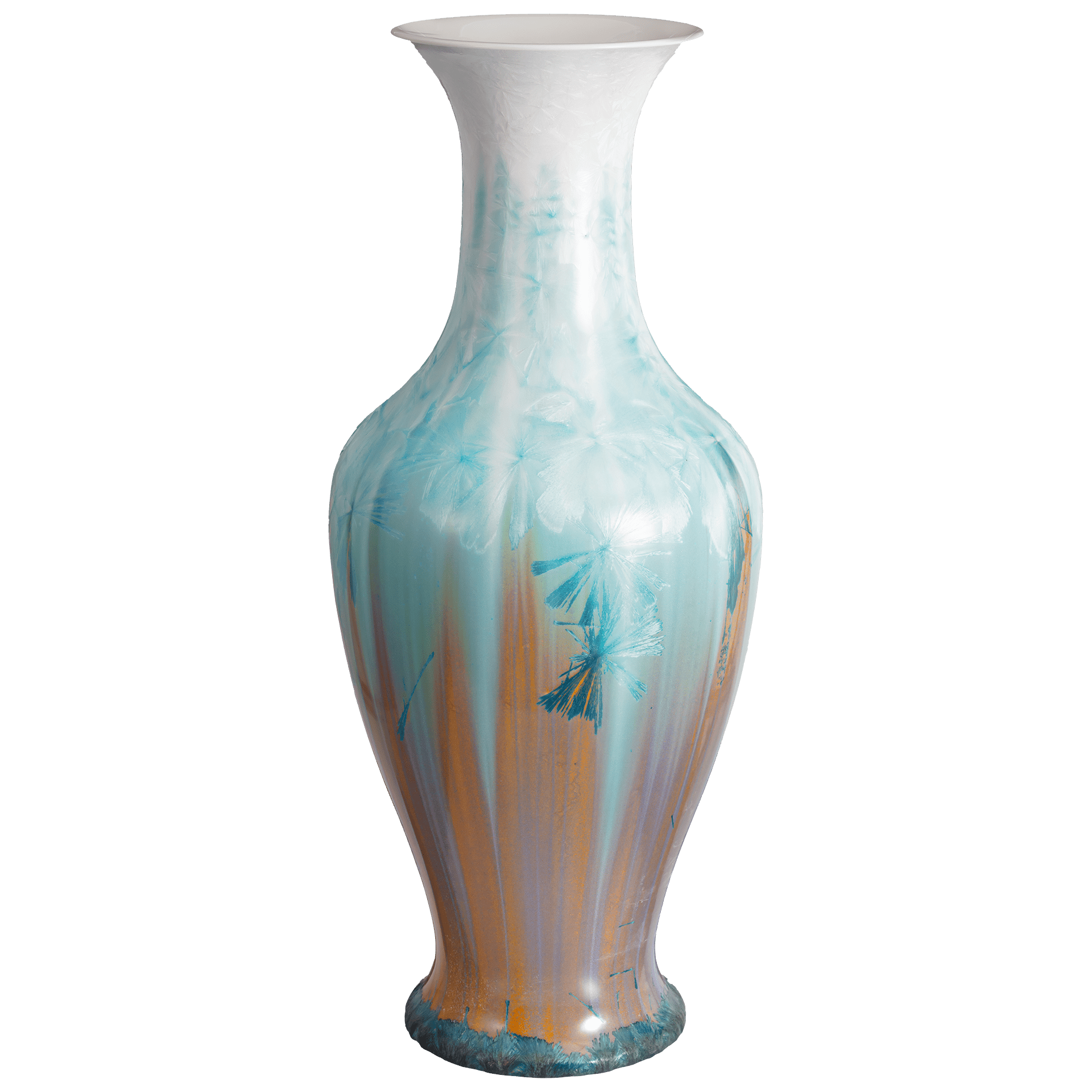 Vase Kristallglasur blau - gelb, H 80 cm, Unikat | Meissen Unikate 63c054 - u6293 - Meissen Weimar