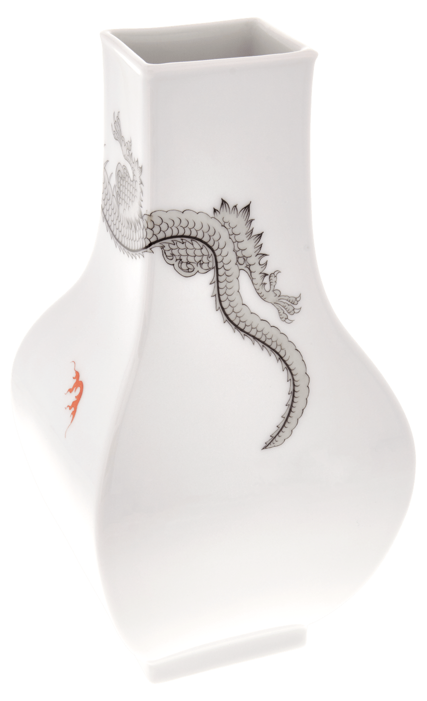 Vase, Ming - Drache, schwarz, H 25,5 cm | Meissen Vasen Kollektion 33A173 - 50262 - Meissen Weimar
