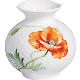 Vase mit Relief, Blumenmalerei "Wilder Mohn", rot, weißer Rand, H 9 cm | Accessoires Meissen Wellenspiel Relief
