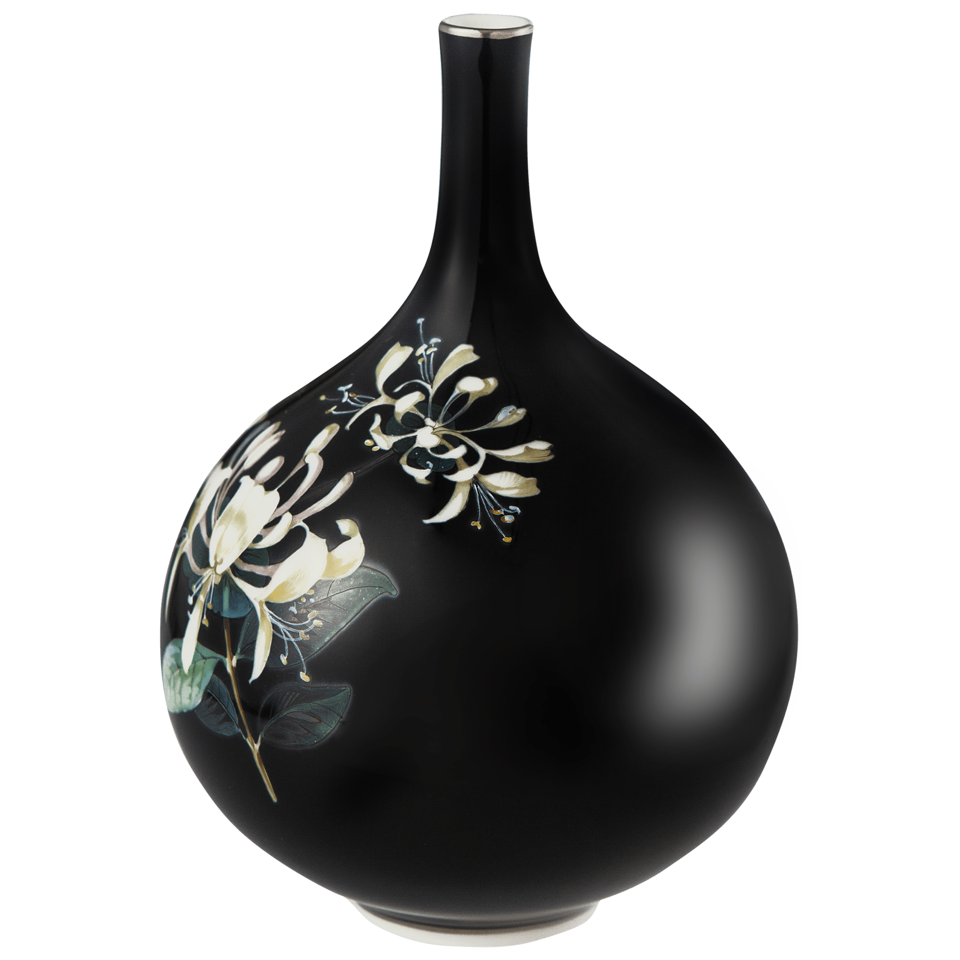 Vase Pure Harmonie, Schwarz mit weißen Blüten, H 13,6 cm, limitiert | Meissen Limitierte Meisterwerke 237874 - 44096 - Meissen Weimar