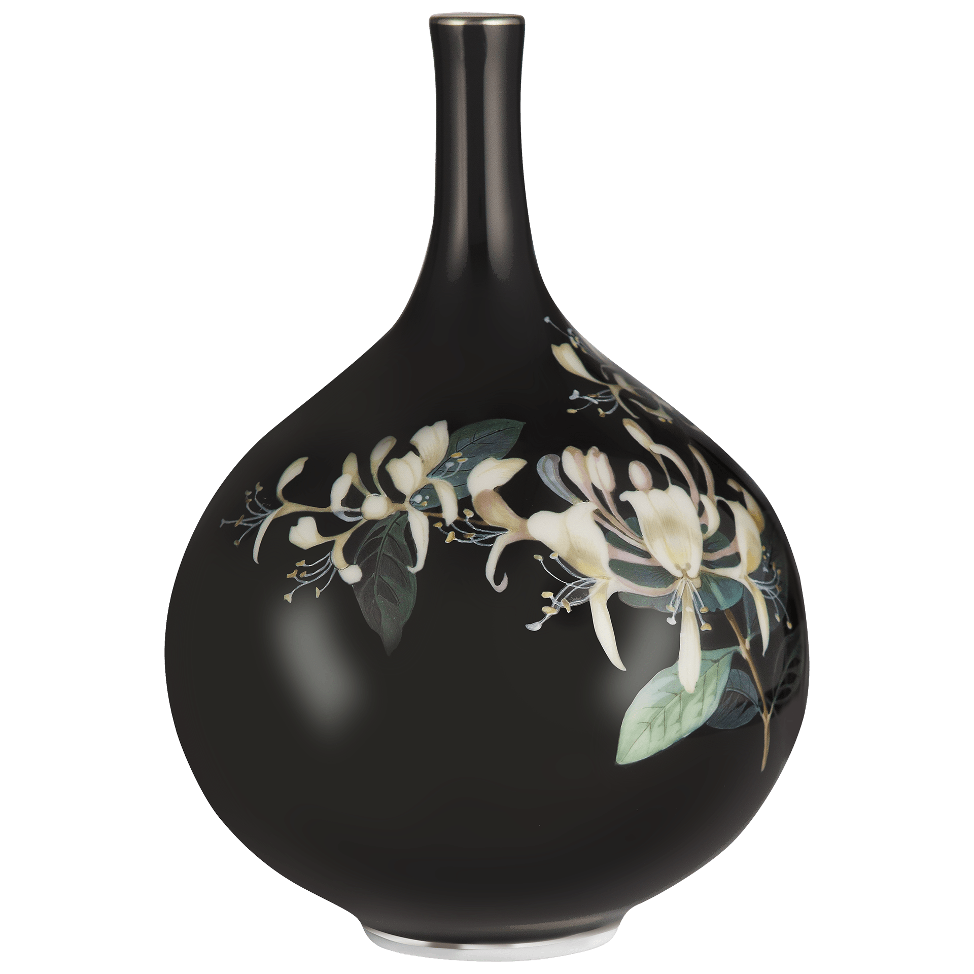 Vase Pure Harmonie, Schwarz mit weißen Blüten, H 13,6 cm, limitiert | Meissen Limitierte Meisterwerke 237874 - 44096 - Meissen Weimar