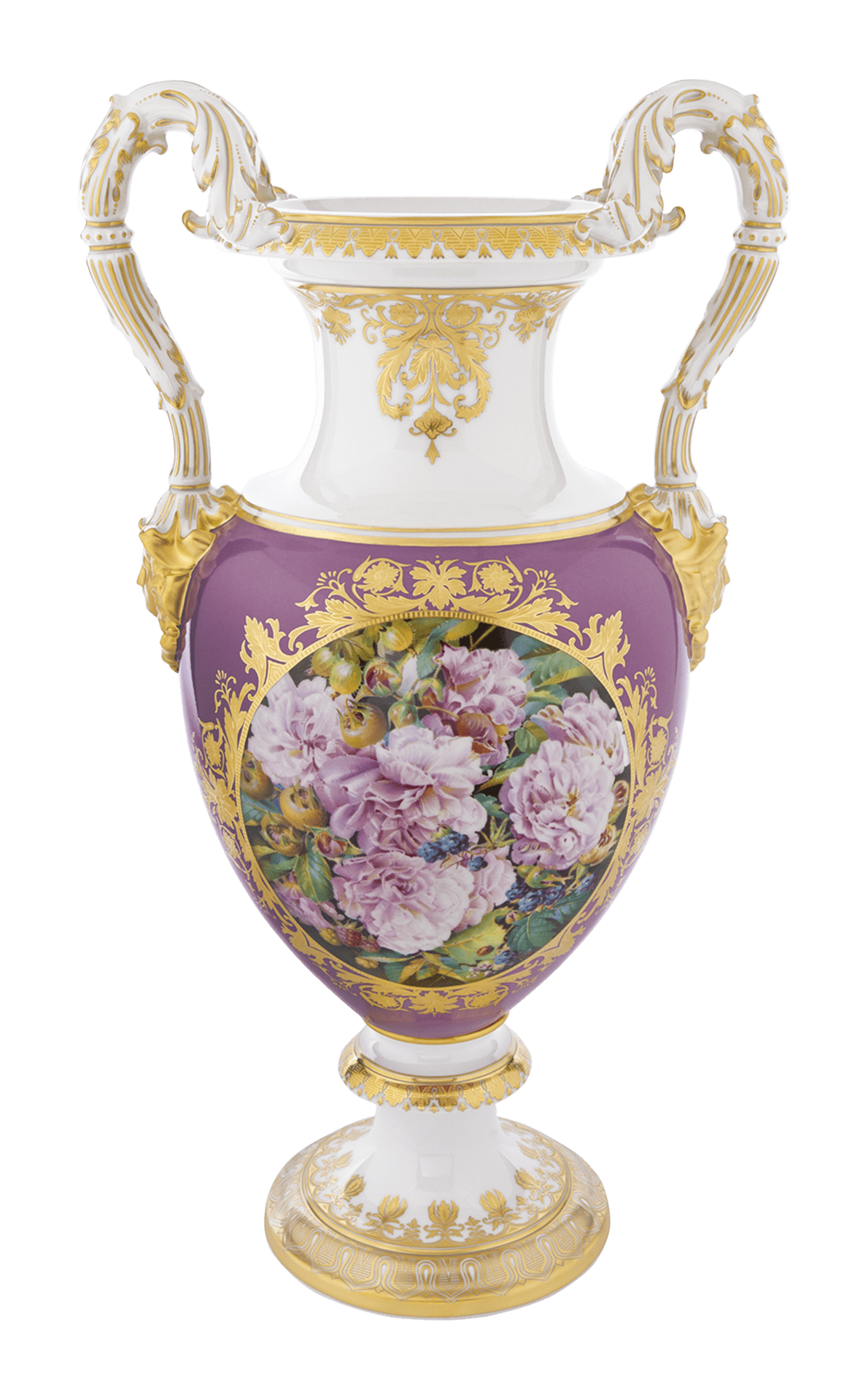 Vase Reiche Blumen - und Fruchtmalerei, H 52 cm | Meissen Limitierte Meisterwerke 254684 - 50m37 - Meissen Weimar