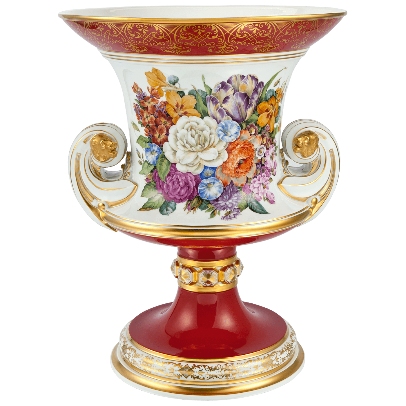 Vase Reiche Blumenmalerei, purpur glasiert, H 48,3 cm | Meissen Limitierte Meisterwerke 20a284 - 50m21 - Meissen Weimar