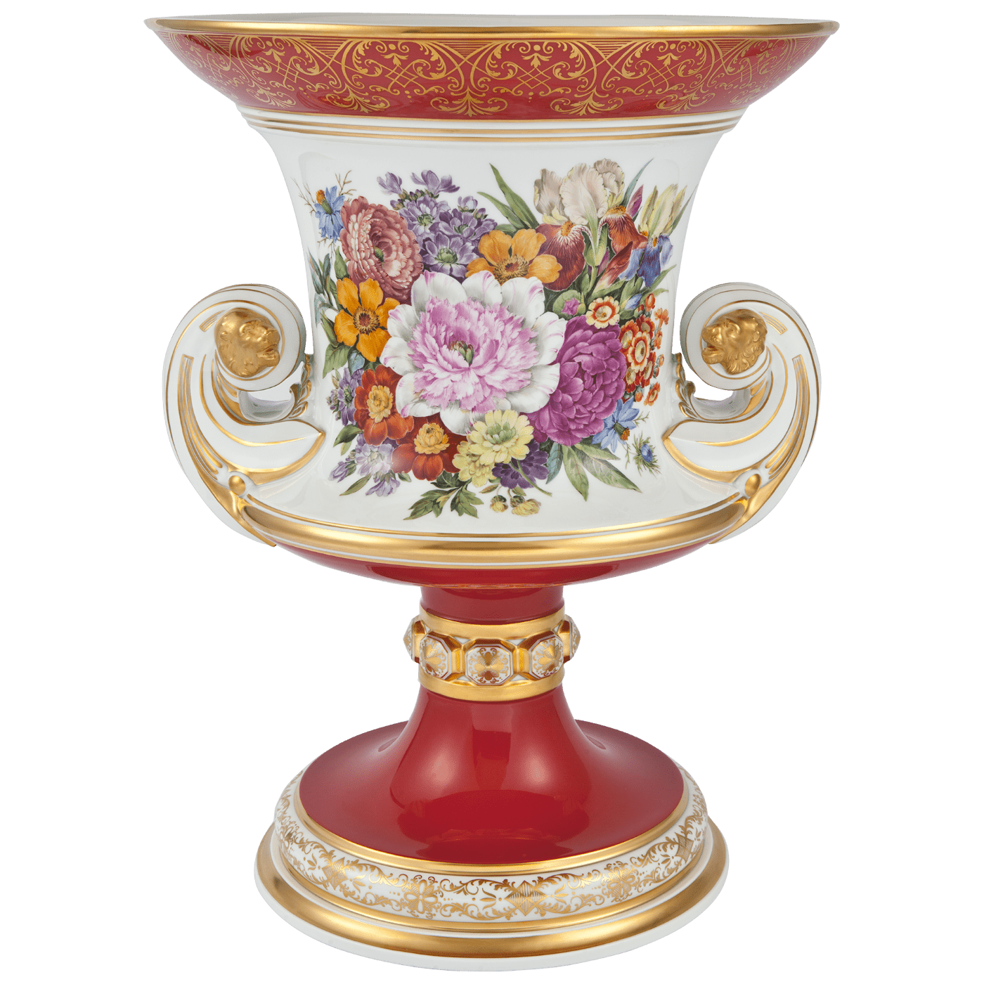Vase Reiche Blumenmalerei, purpur glasiert, H 48,3 cm | Meissen Limitierte Meisterwerke 20a284 - 50m21 - Meissen Weimar