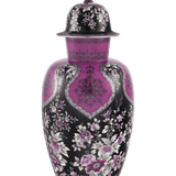 Vase Reiche indische Malerei, purpur, schwarz und platin, H 53 cm, limitiert | Meissen Limitierte Meisterwerke