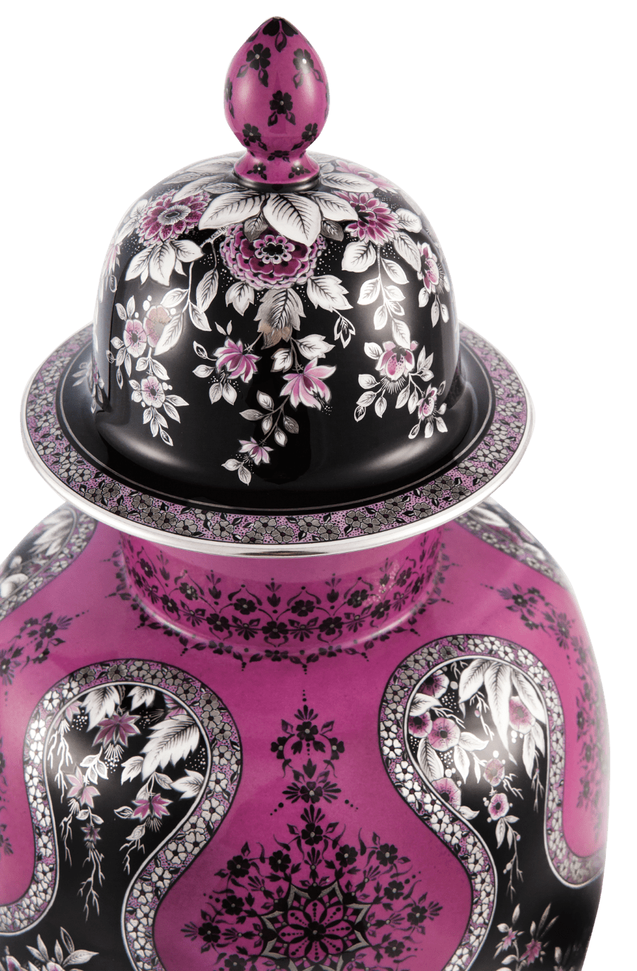 Vase Reiche indische Malerei, purpur, schwarz und platin, H 53 cm, limitiert | Meissen Limitierte Meisterwerke 57a184 - 51114 - Meissen Weimar