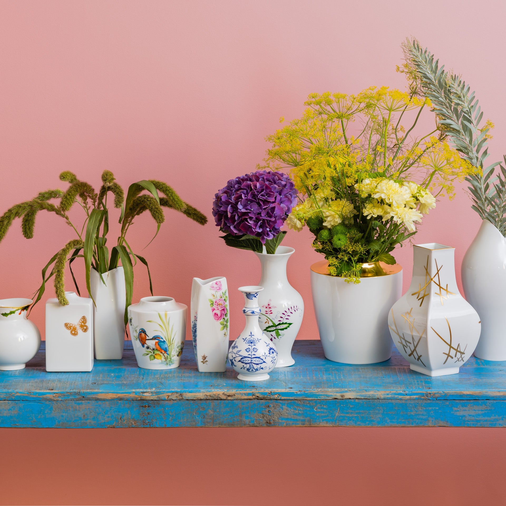 Vase, Rosendekore,bunt und gold, H 19 cm | Meissen Vasen Kollektion 131190 - 50291 - Meissen Weimar