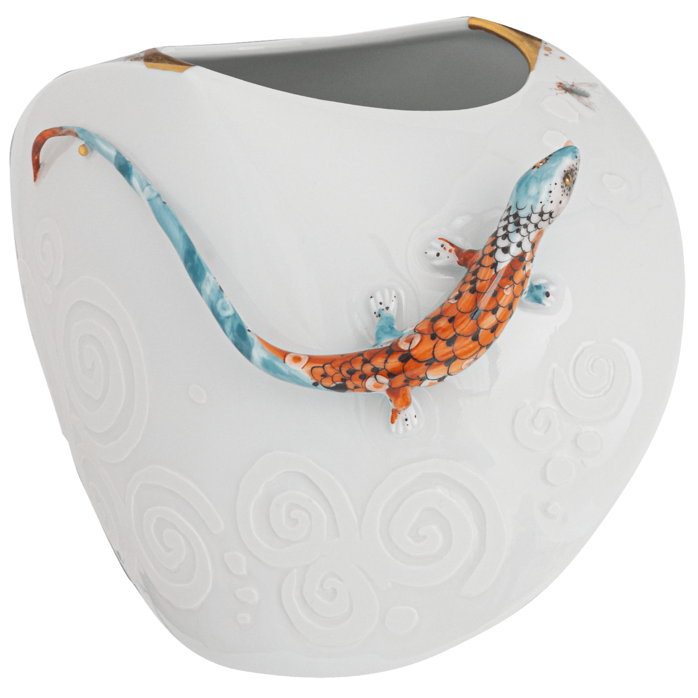 Vase Steinform mit 3D - Echse, H 17 cm, Unikat | Meissen Unikate 63c061 - u6437 - Meissen Weimar