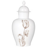 Vase Tulpe sepia, Weiß mit brauner Blumenmalerei, H 23 cm | Meissen Vasen Kollektion