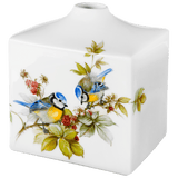 Vase, Vogelmalerei, 3 Blaumeisen auf Himbeerzweig, H 13 cm | Meissen Vasen Kollektion
