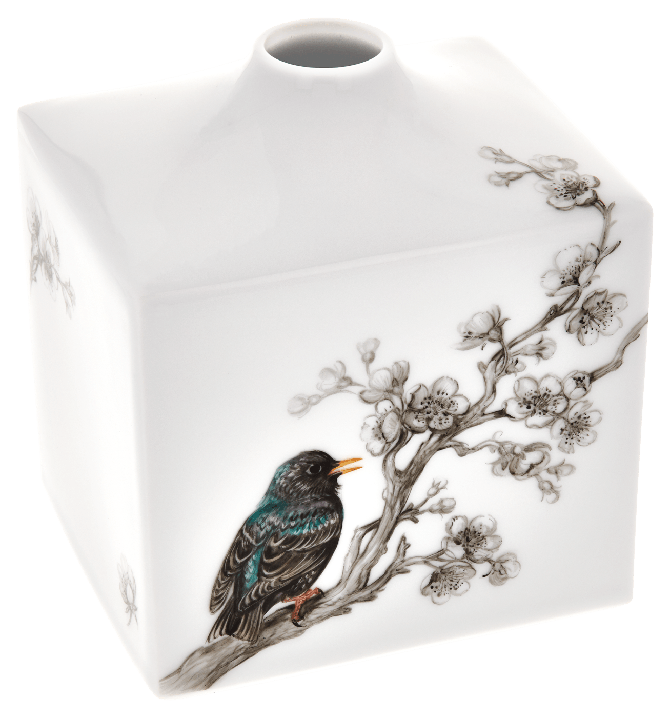Vase, Vogelmalerei Star auf Zweig, H 13 cm | Meissen Cosmopolitan 26c025 - 50192 - Meissen Weimar