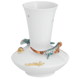 Vase, weiß mit Geckos und Schnecke, H 21 cm | Meissen Unikate