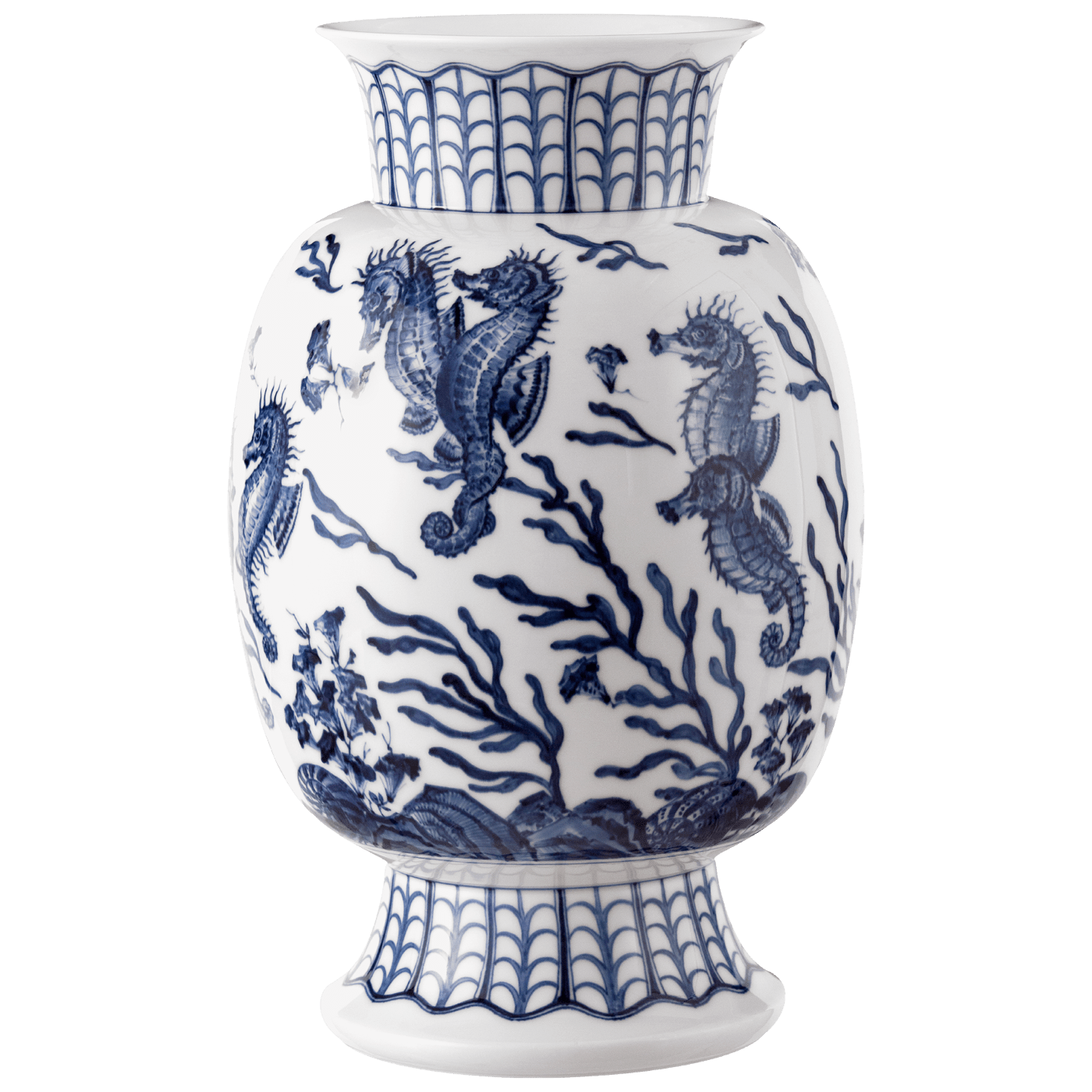 Vase Weiß mit Seepferdchen Motiv, H 35,5 cm | Meissen Limitierte Meisterwerke 82b684 - 50400 - Meissen Weimar