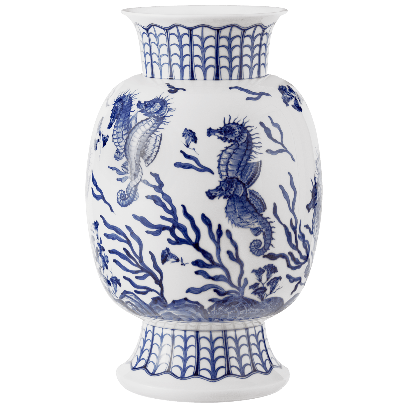 Vase Weiß mit Seepferdchen Motiv, H 35,5 cm | Meissen Limitierte Meisterwerke 82b684 - 50400 - Meissen Weimar