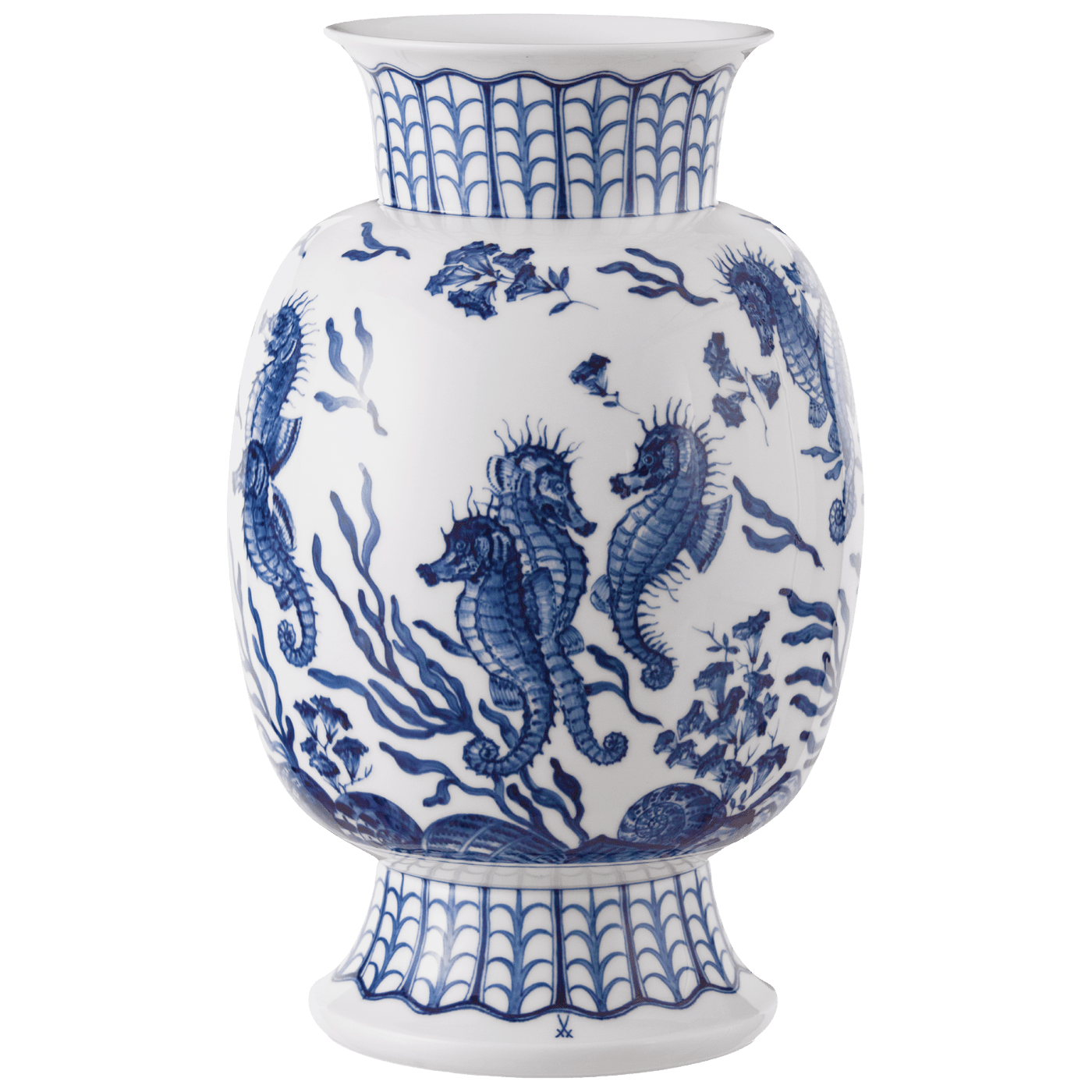 Vase Weiß mit Seepferdchen Motiv, H 35,5 cm | Meissen Limitierte Meisterwerke 82b684 - 50400 - Meissen Weimar