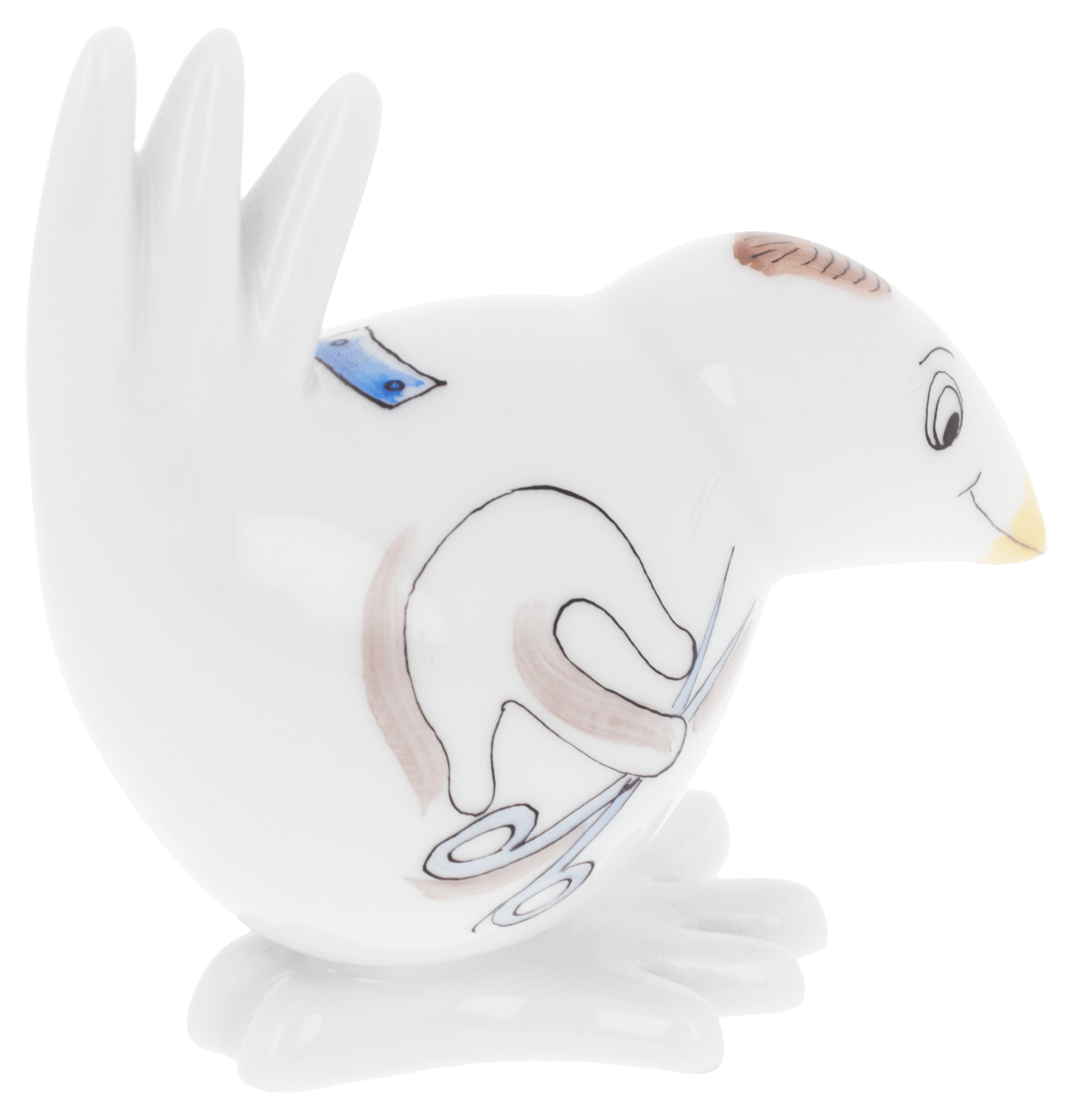 Vogel Spaßvogel Friseur, H 6,5 cm | Meissen Figuren - Edition Spassvogel 71a217 - 77411 - Meissen Weimar