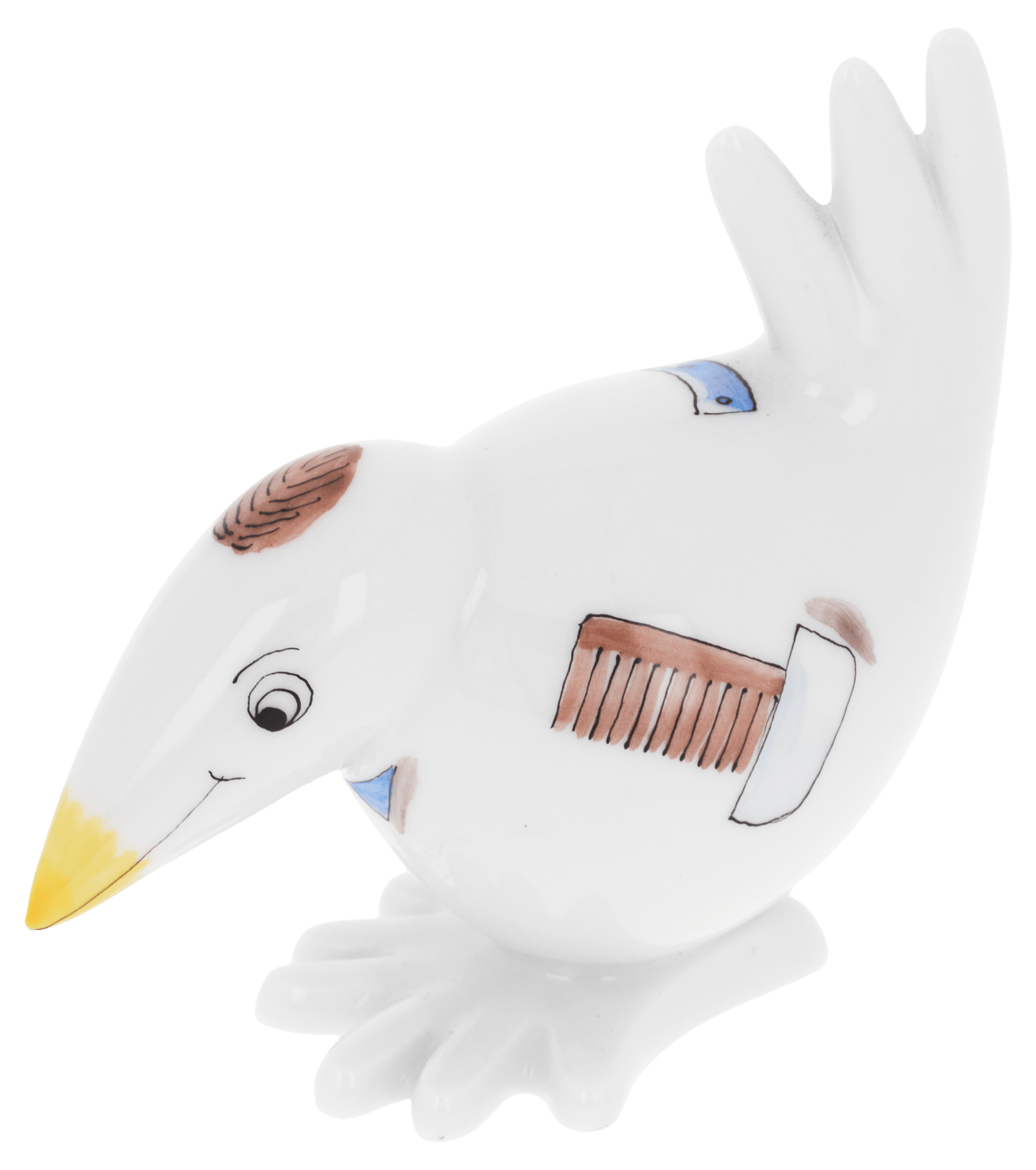 Vogel Spaßvogel Friseur, H 6,5 cm | Meissen Figuren - Edition Spassvogel 71a217 - 77411 - Meissen Weimar