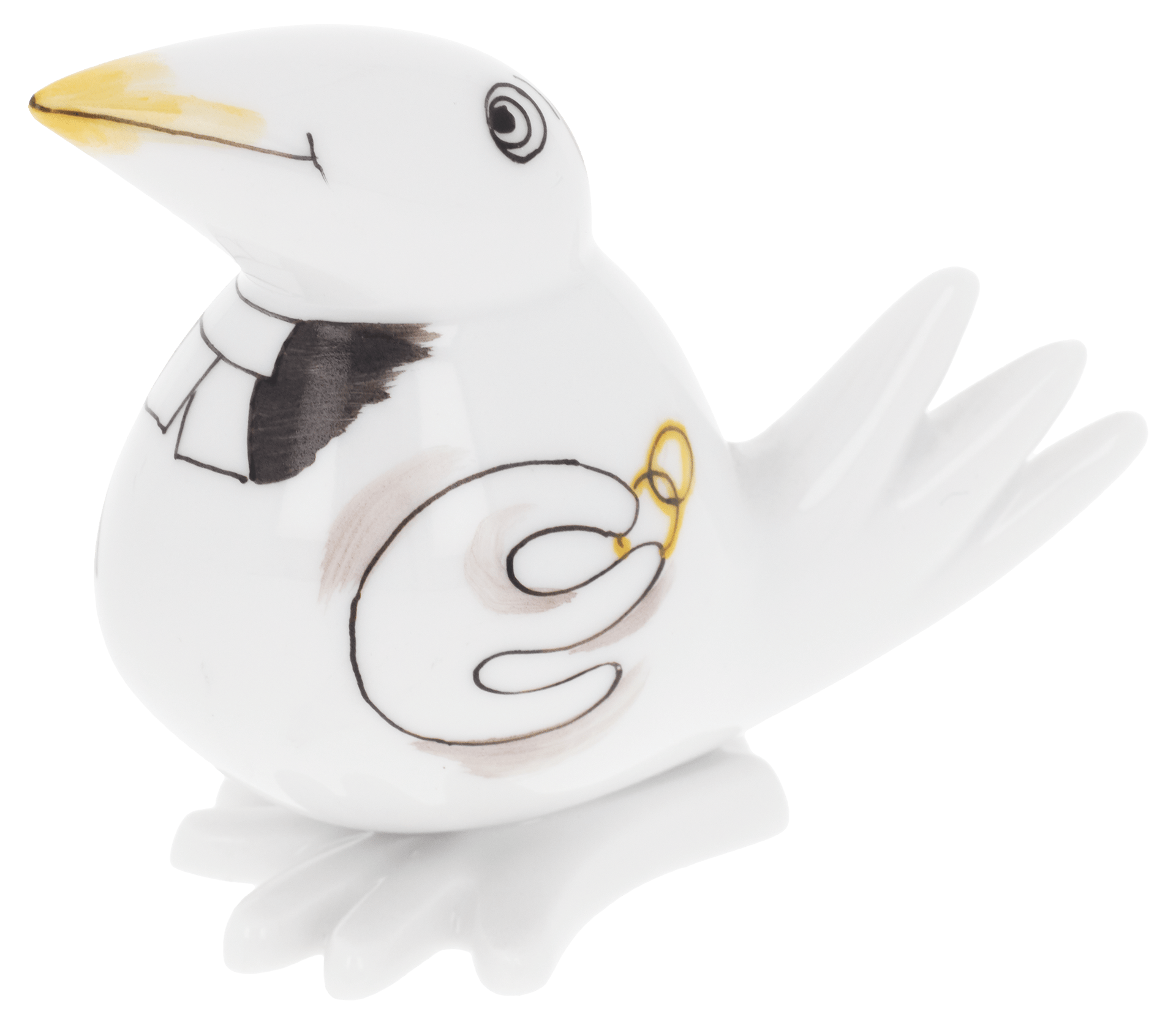 Vogel Spaßvogel Pfarrer, H 6 cm | Meissen Figuren - Edition Spassvogel 71a231 - 77410 - Meissen Weimar