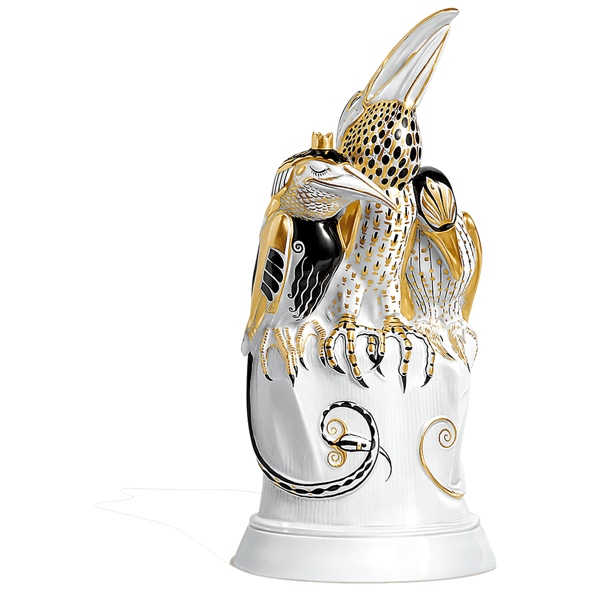 Vogelgruppe Wundervögel, bunt und gold staffiert, H 25 cm | Meissen Limitierte Meisterwerke 900384 - 77389 - Meissen Weimar
