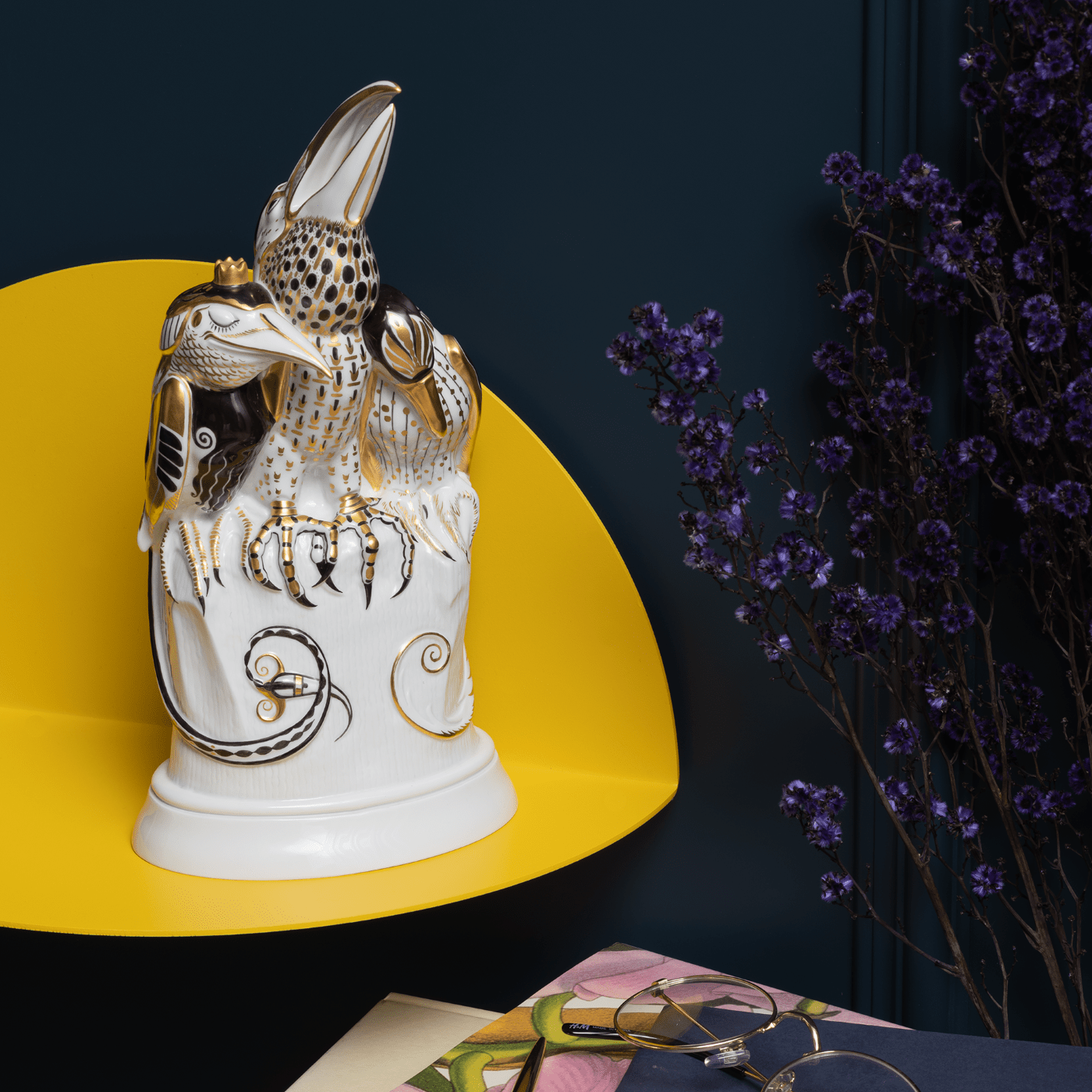 Vogelgruppe Wundervögel, bunt und gold staffiert, H 25 cm | Meissen Limitierte Meisterwerke 900384 - 77389 - Meissen Weimar