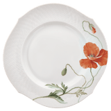 Vorspeise- und Dessertteller, Blumenmalerei "Wilder Mohn", rot, weißer Rand, Ø 22,5 cm | Meissen Wellenspiel Relief