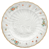 Vorspeise- und Dessertteller, Indische Blumenzweige, gestreute Blümchen, Goldkante, Goldrand, Ø 20 cm | Meissen Schwanendessin