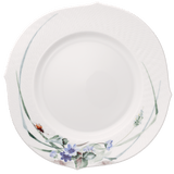 Vorspeise- und Dessertteller, Waldflora mit Insekten, bunt, weißer Rand, Ø 22,5 cm | Meissen Wellenspiel Relief