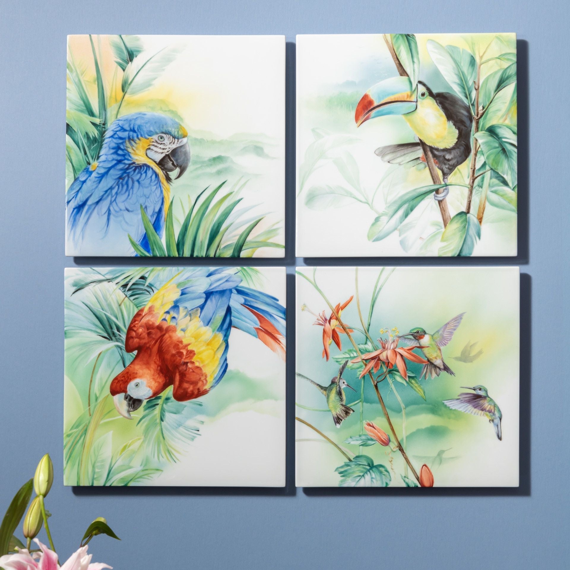 Wandbild, Amazonas Roter Ara, 30 x 30 cm | Meissen Wandbilder - Edition 936c74 - 9m010 - Meissen Weimar
